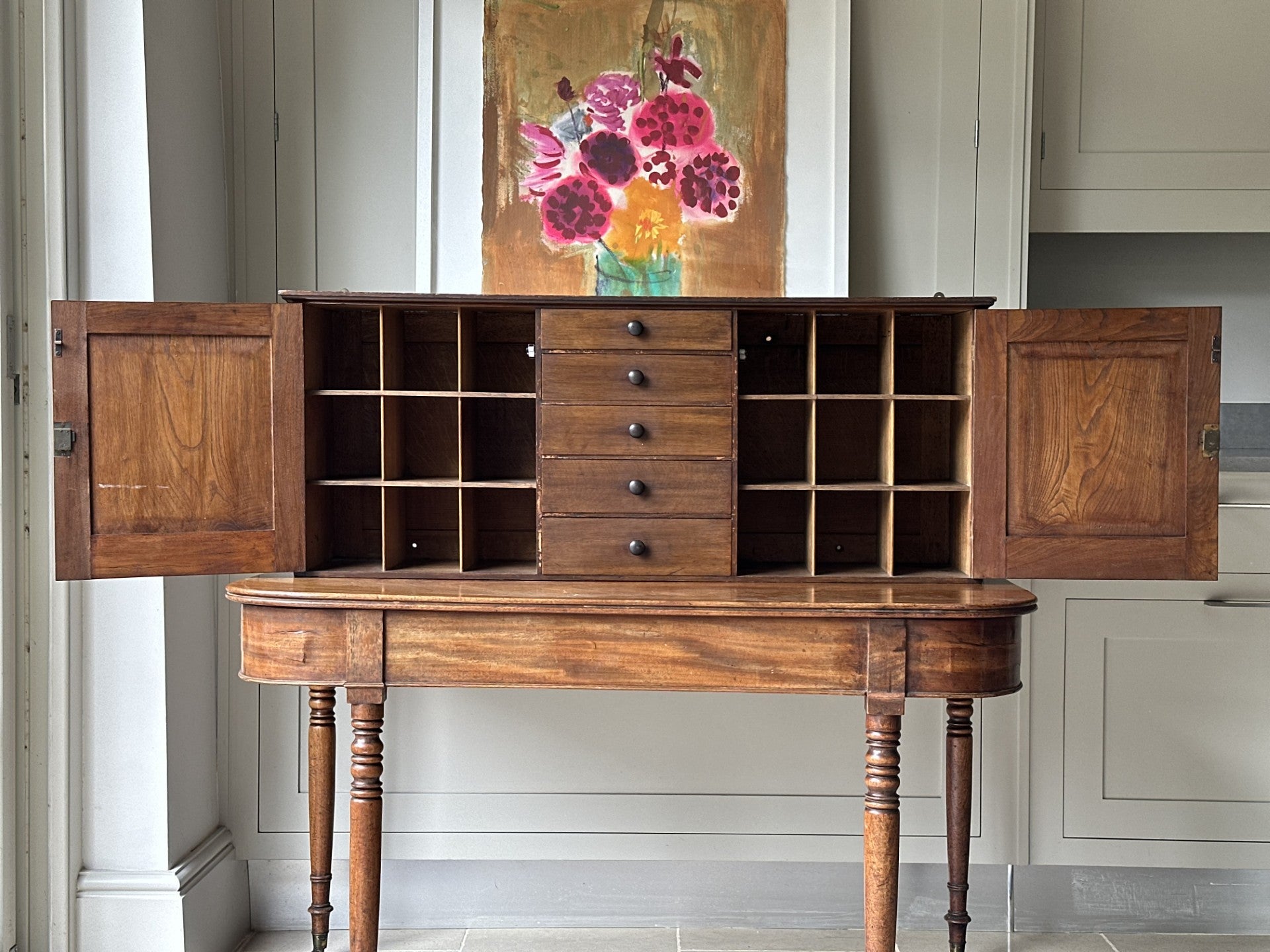 C19 Oak and Ash wall cabinet/pigeon holes