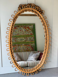 Oval Cane Albini Mirrors from the the 1960's with Hanging Chain