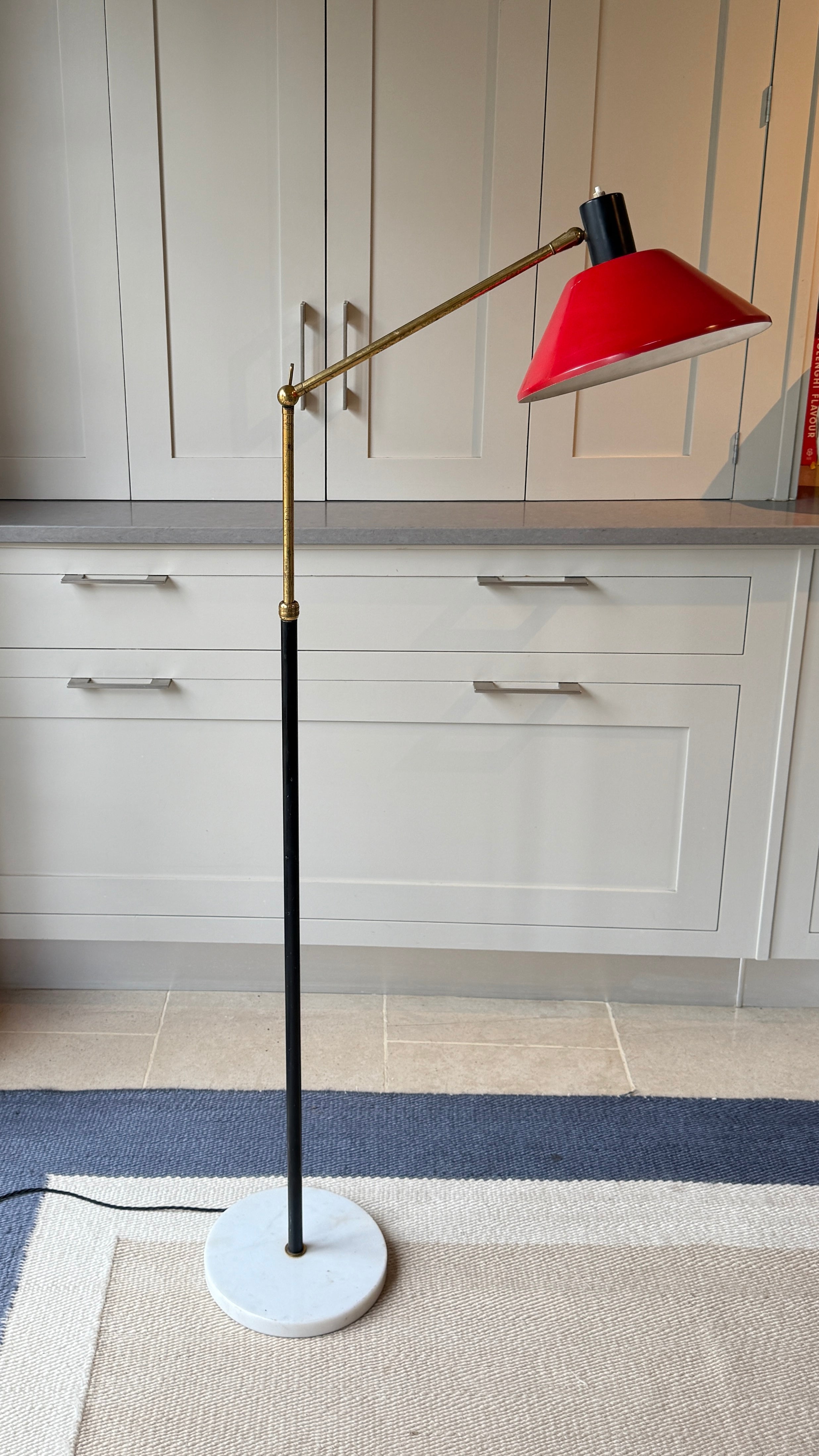 Red 1950s Italian Floor Lamp by Stilux