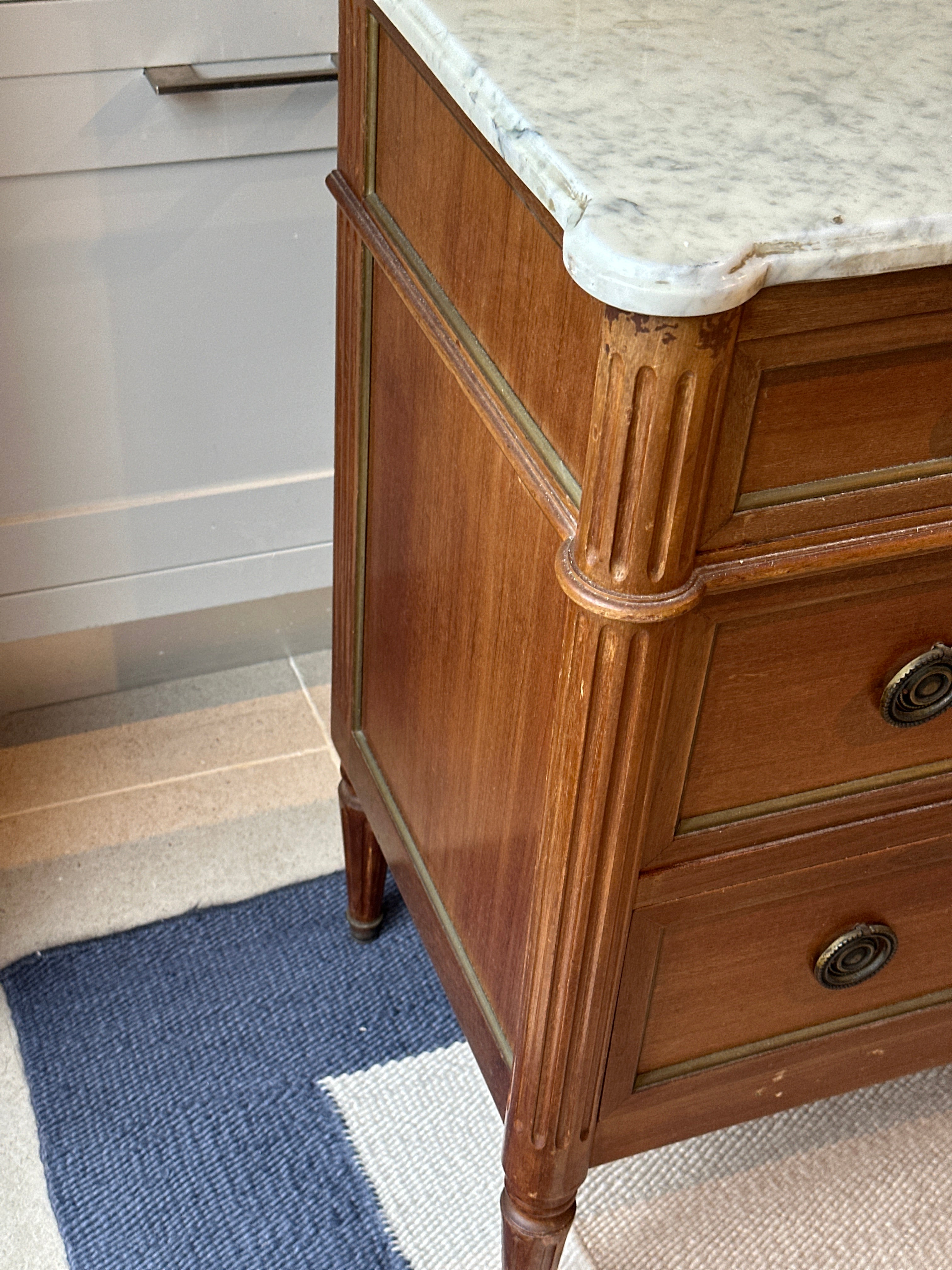 Small White Marble Topped Commode