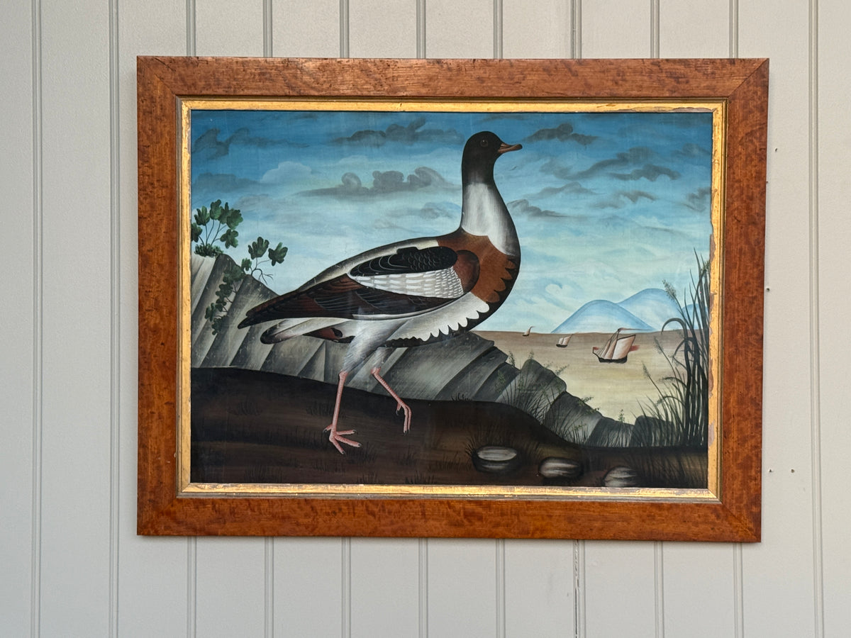 Anglo-Chinese Painting of a Shelduck on Silk, Canton, 19th Century
