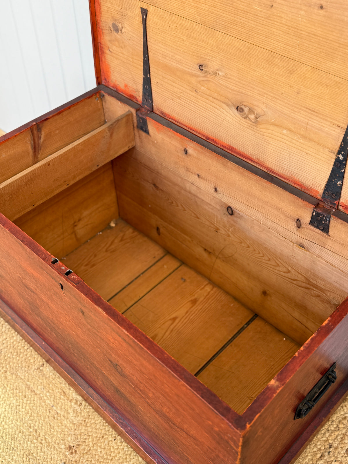Large Red Hand Painted Chest