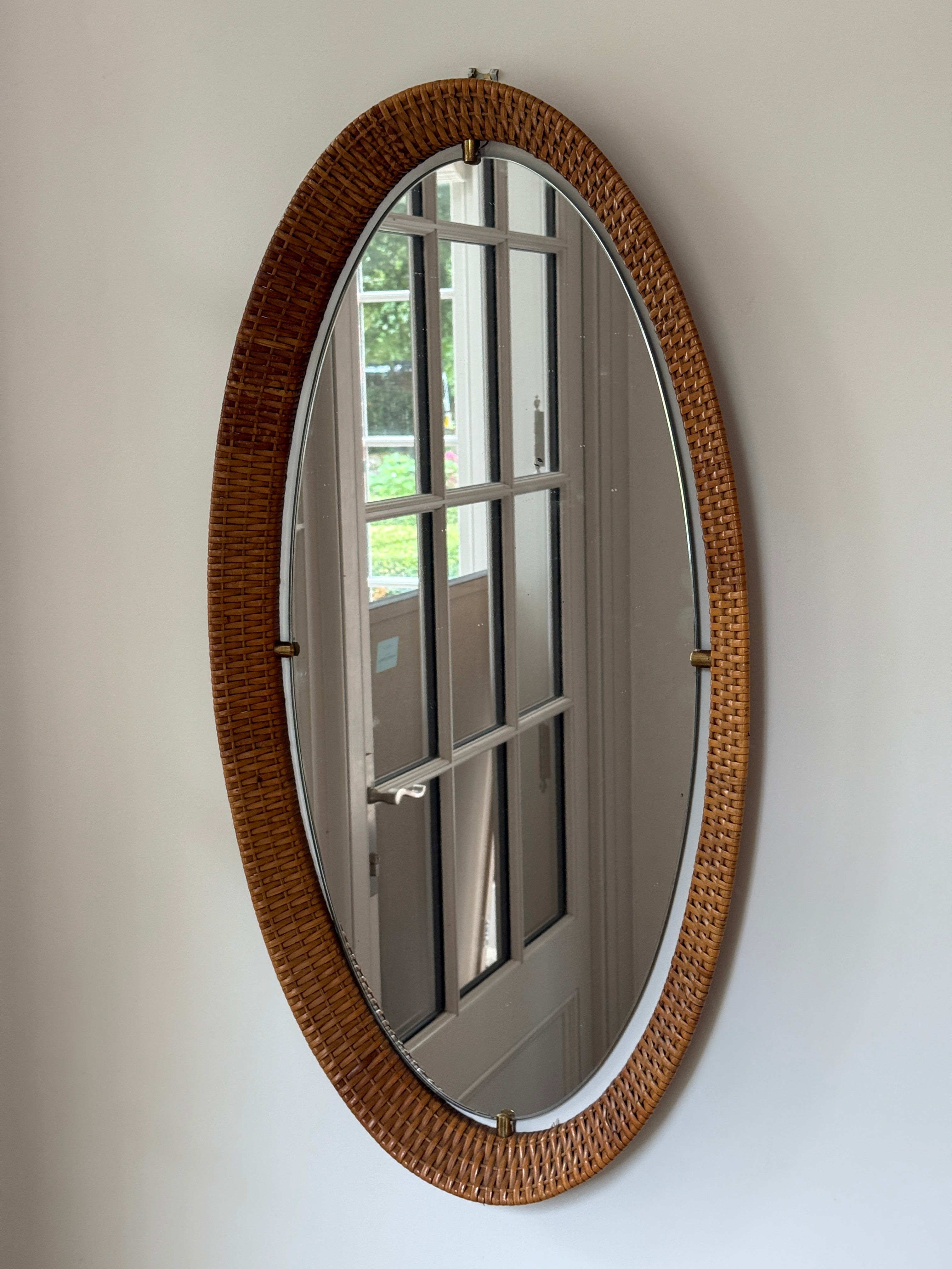 Large Italian Cane Mirror by Cantu Roma