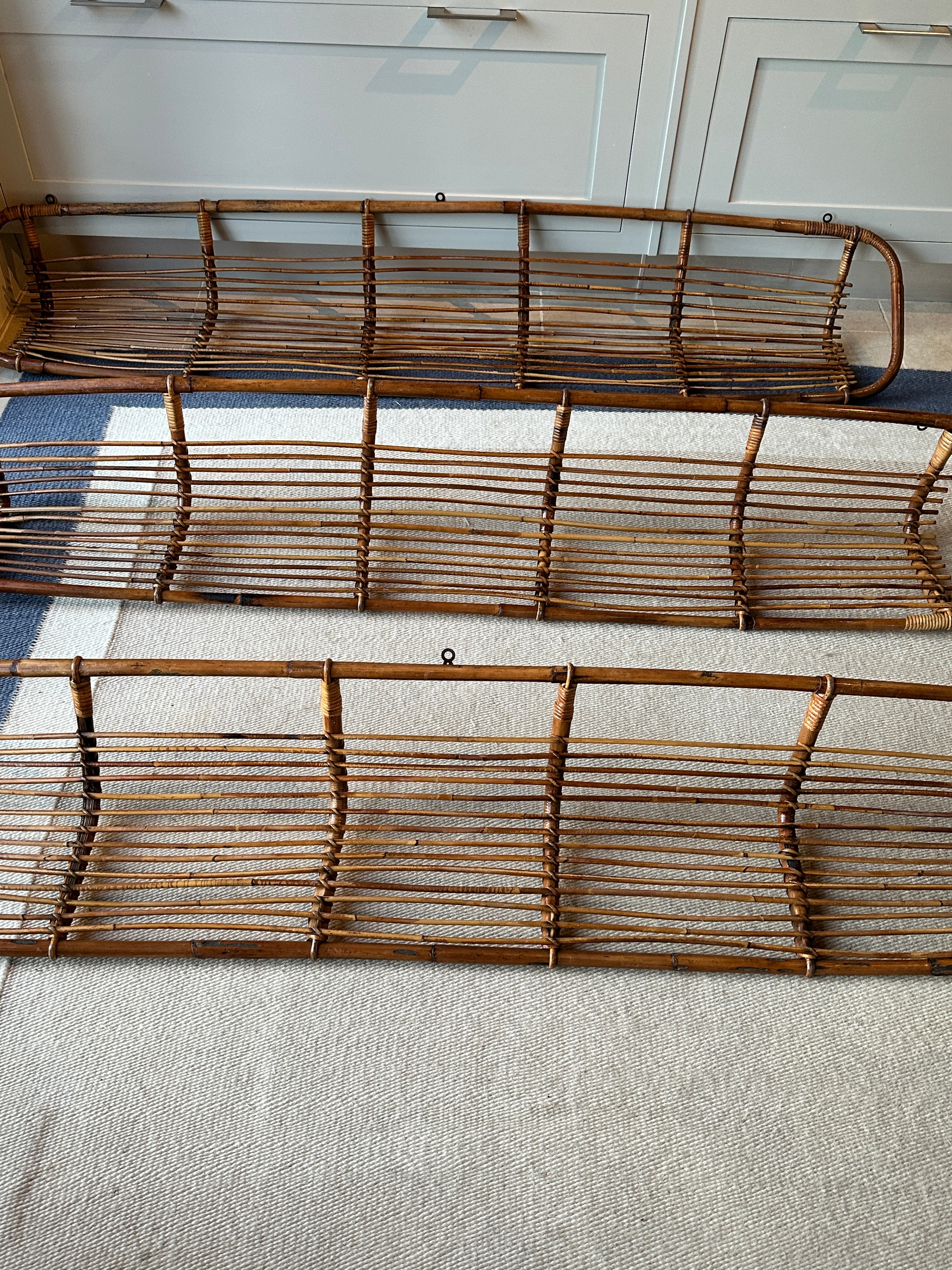 1960s Italian Rattan Overhead Shelves