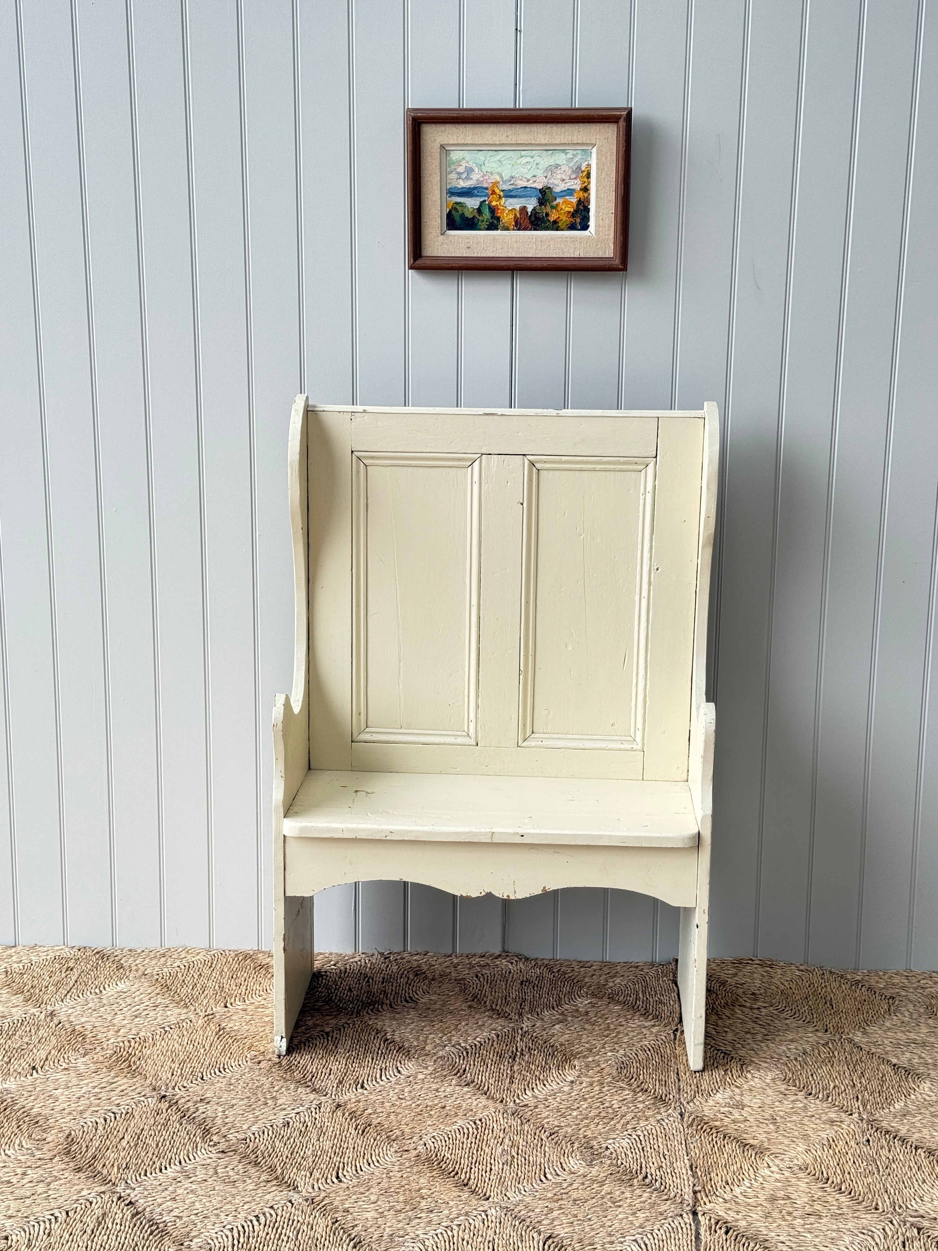 Small Antique Painted Pine Settle