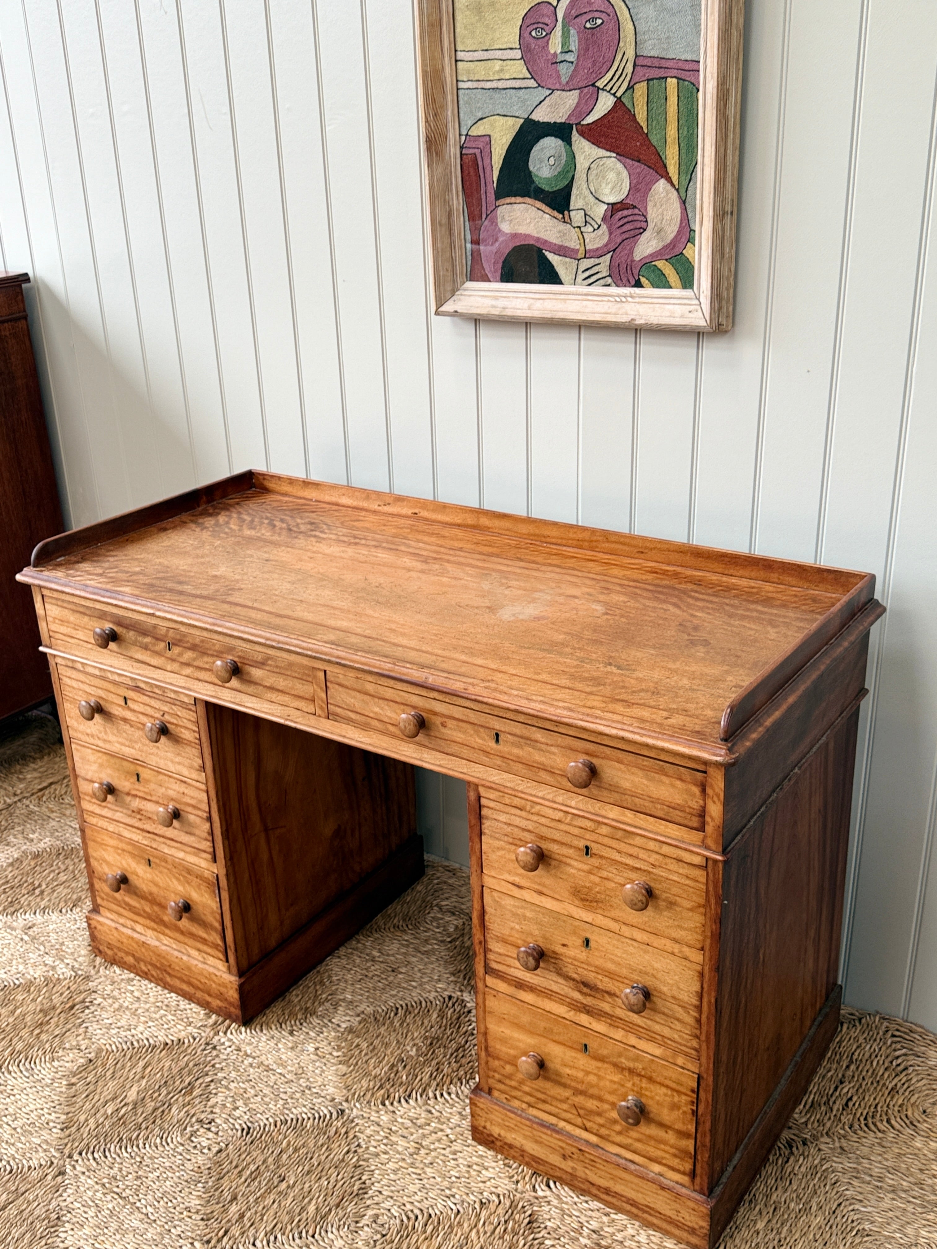 Satin Birch Desk with Gallery