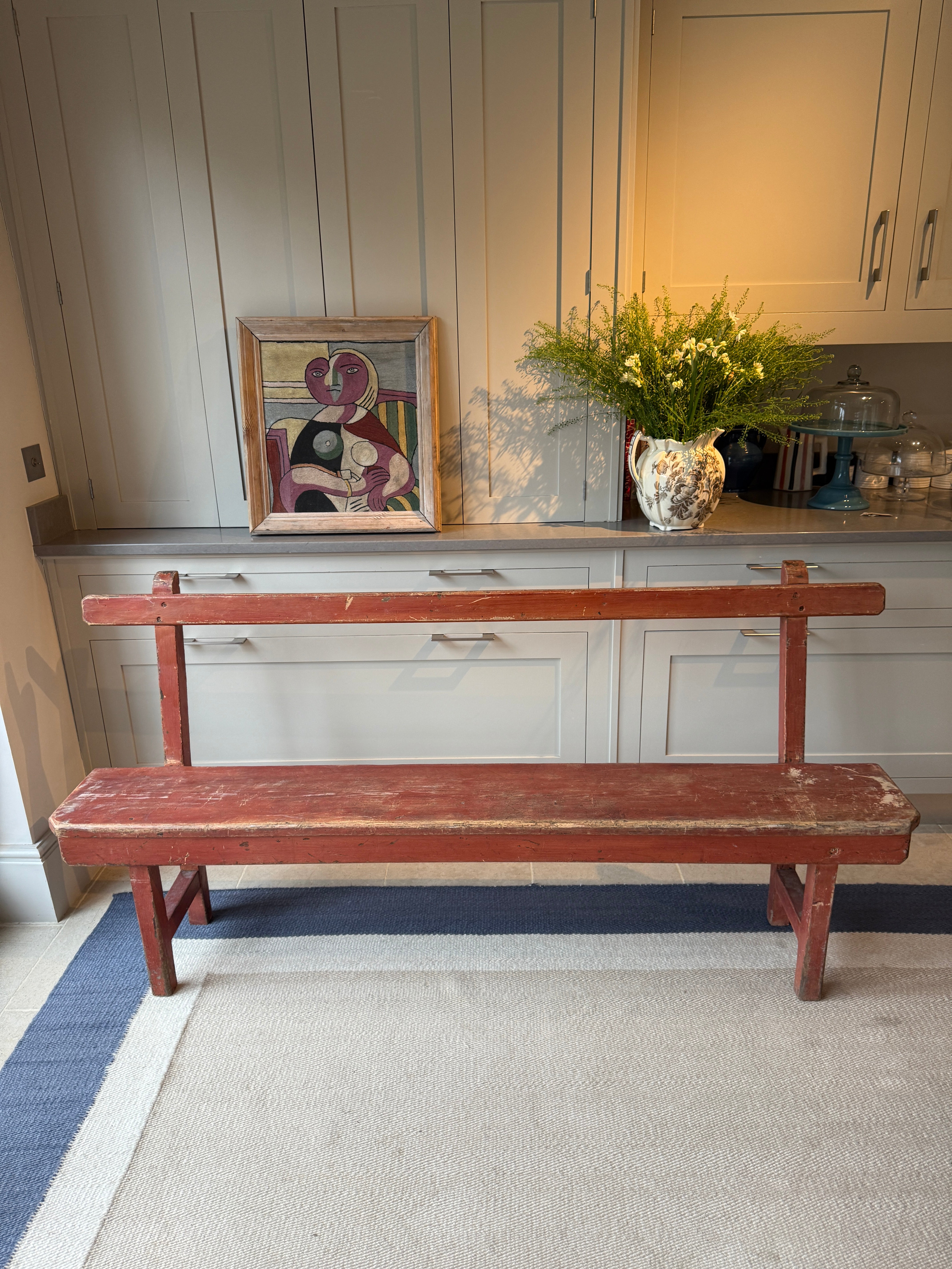 Rustic Painted Pine Bench