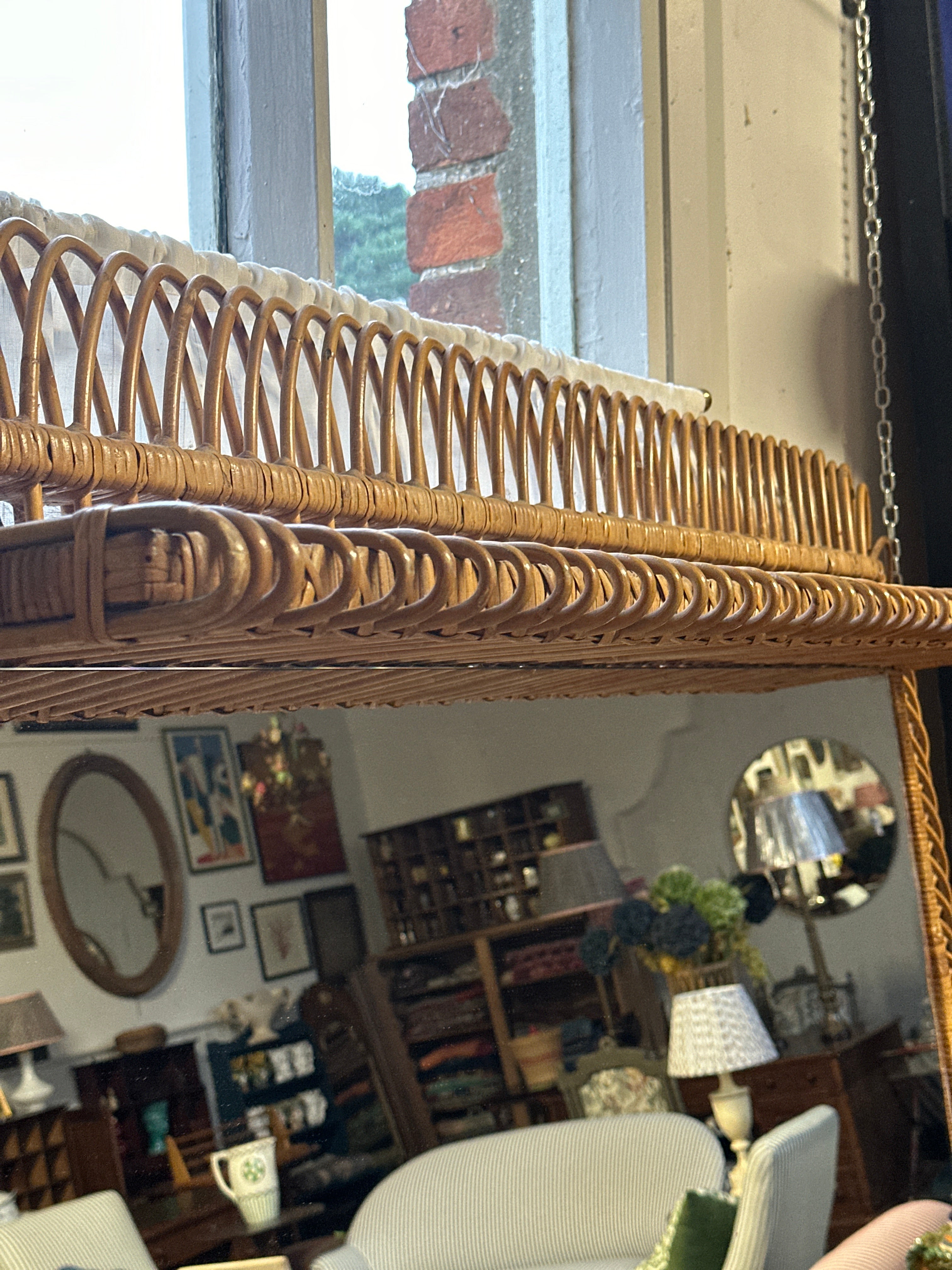 Huge Vintage Italian Cane Mirror