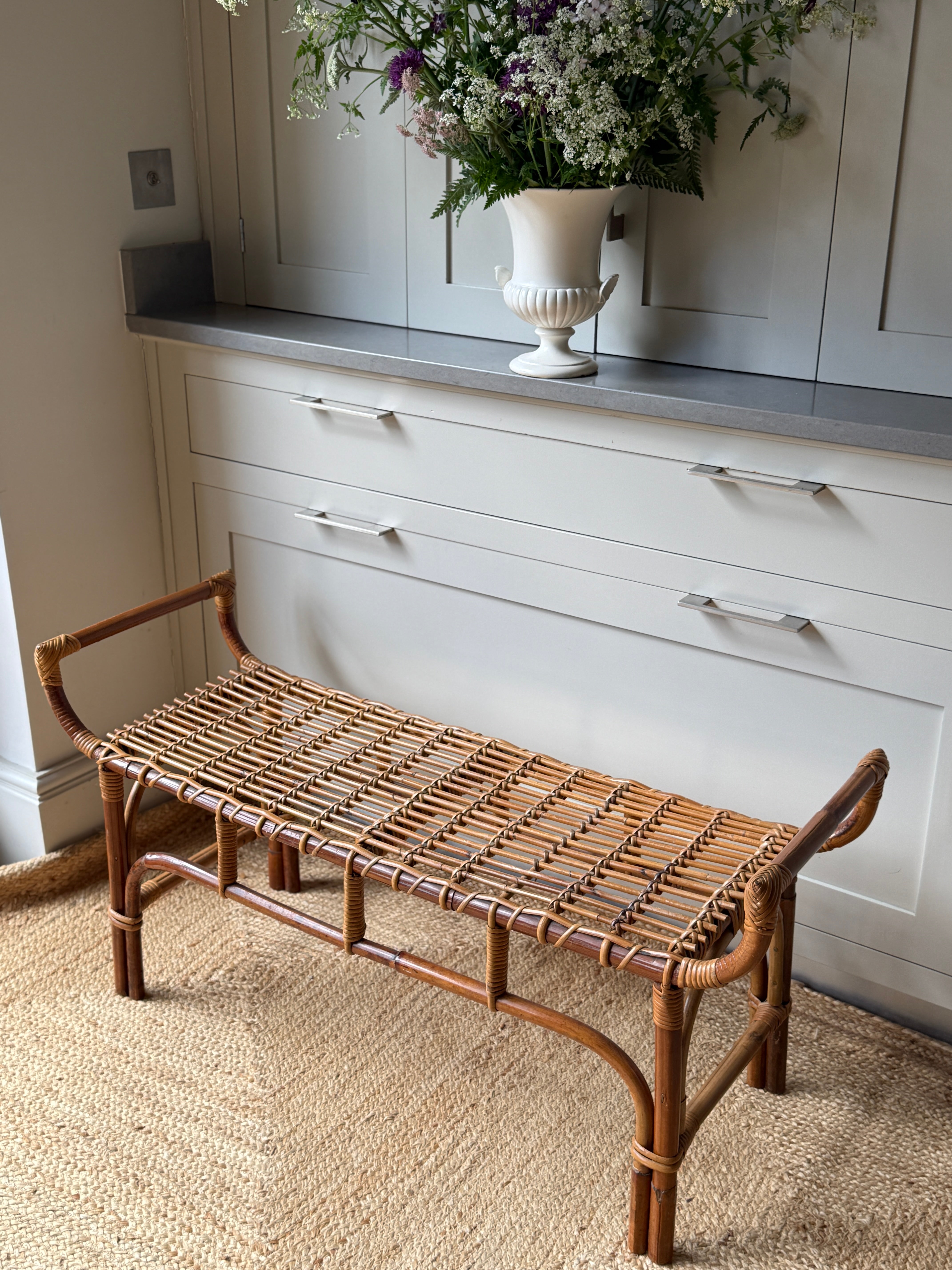 Bonacina Bamboo Bench &  Wall Rack Italy 1960s