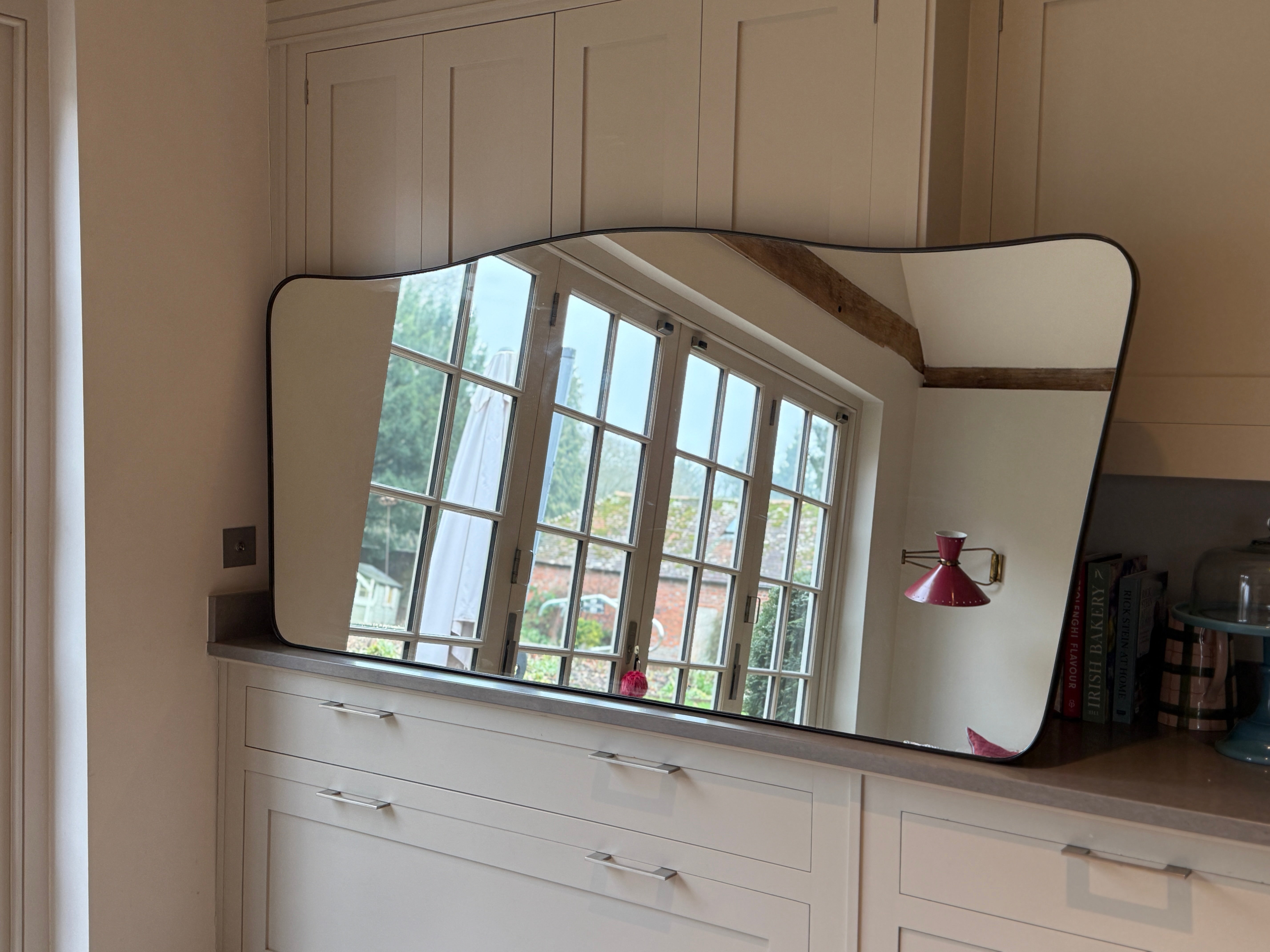 Large Landscape Brass Shield Mirror