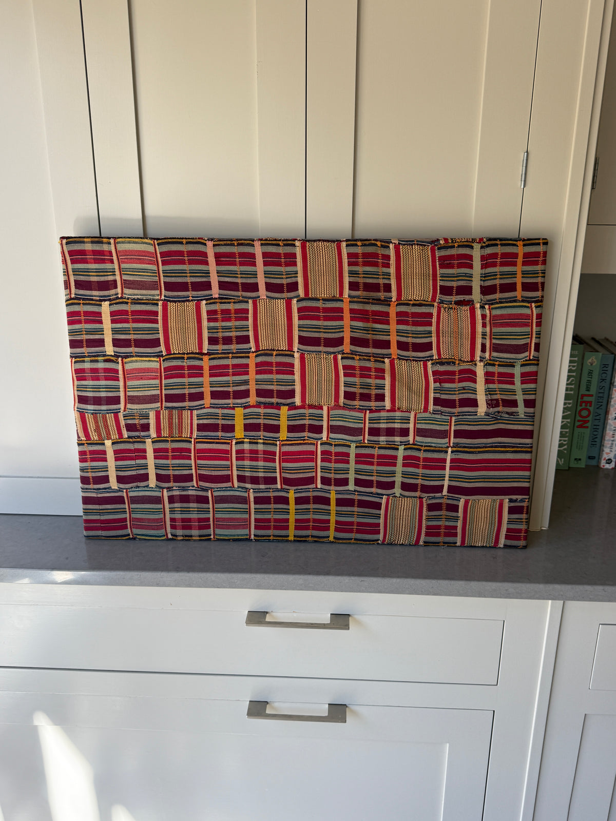 Framed Orange Ewe Textile from Togo Ghana