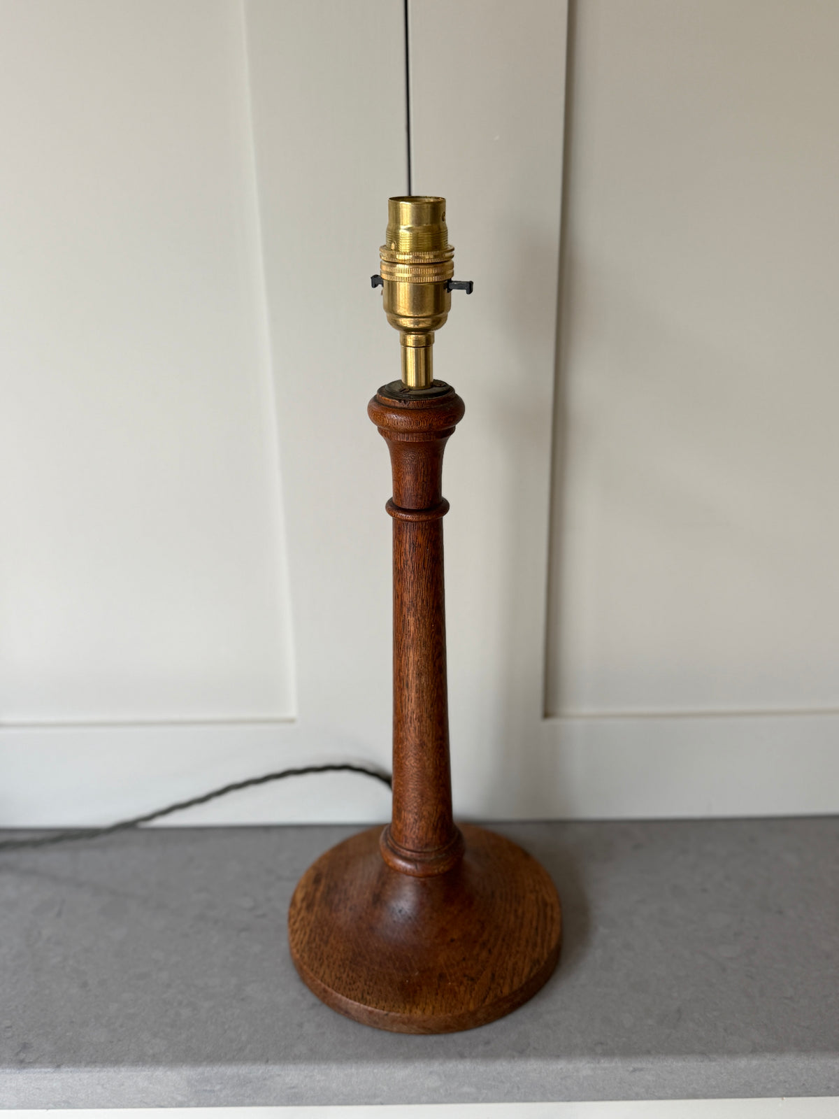 Early 20th Century Turned Oak Table Lamp, c.1930