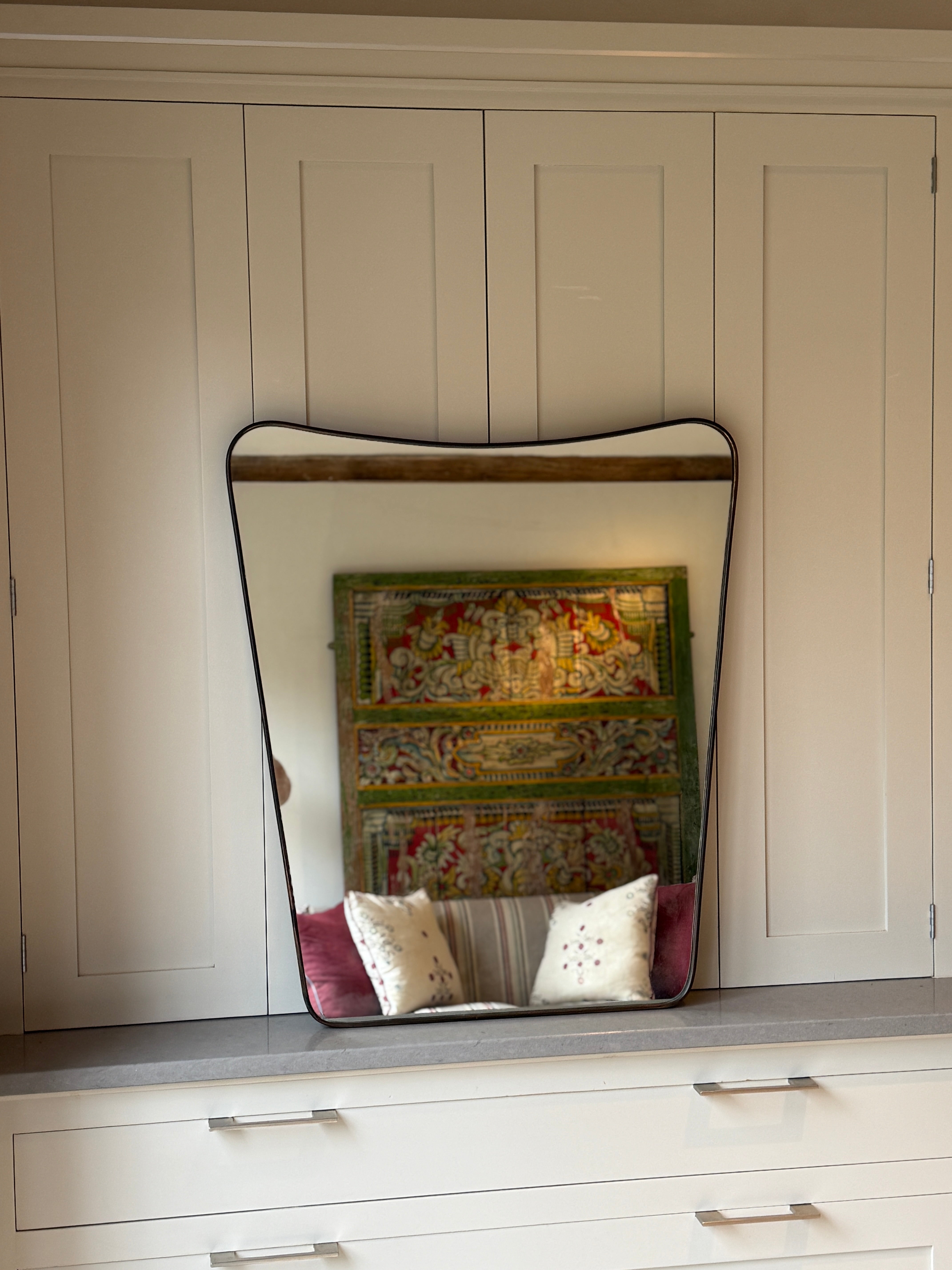 Large Italian Brass Shield Mirror