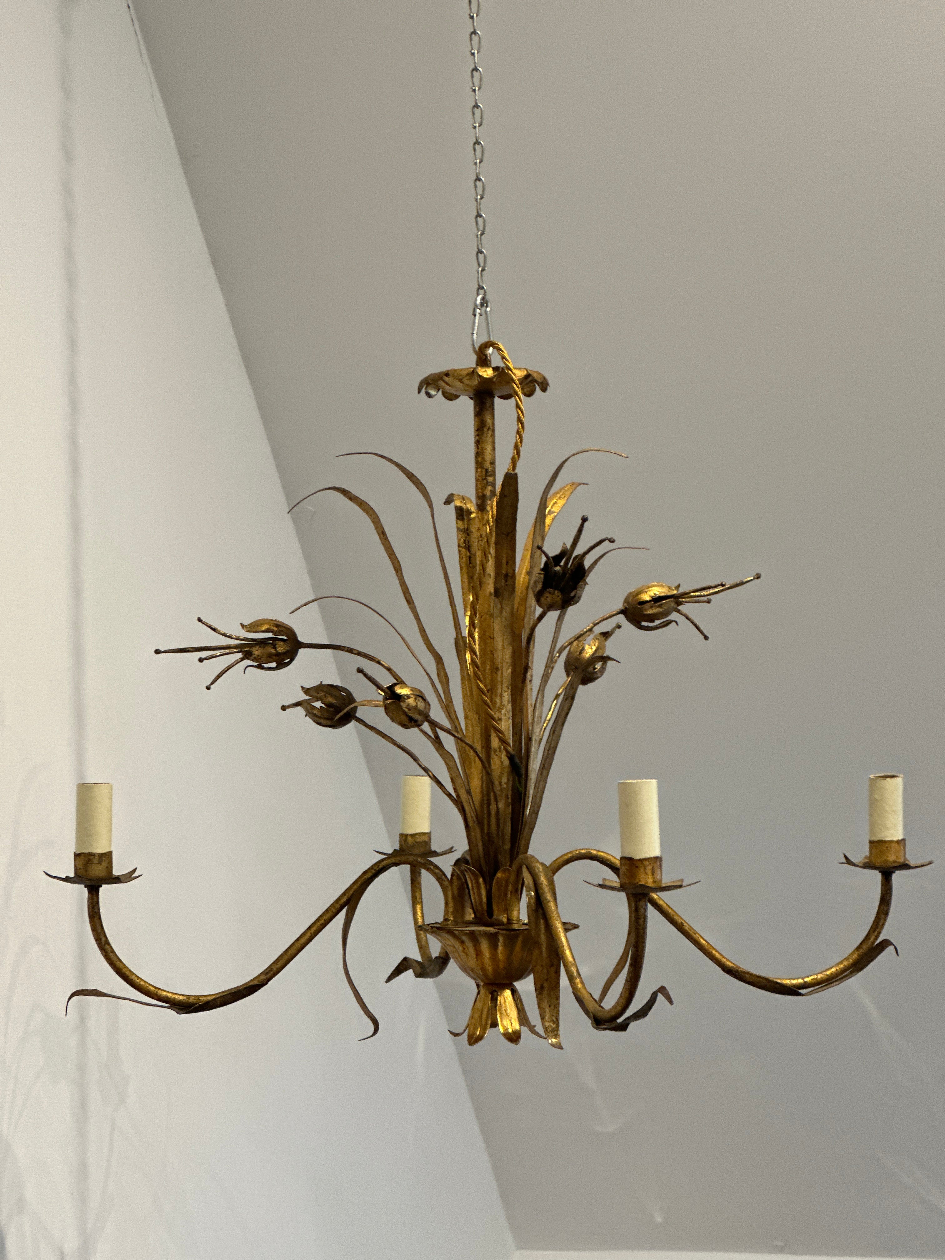 French Gilt Toleware Chandelier