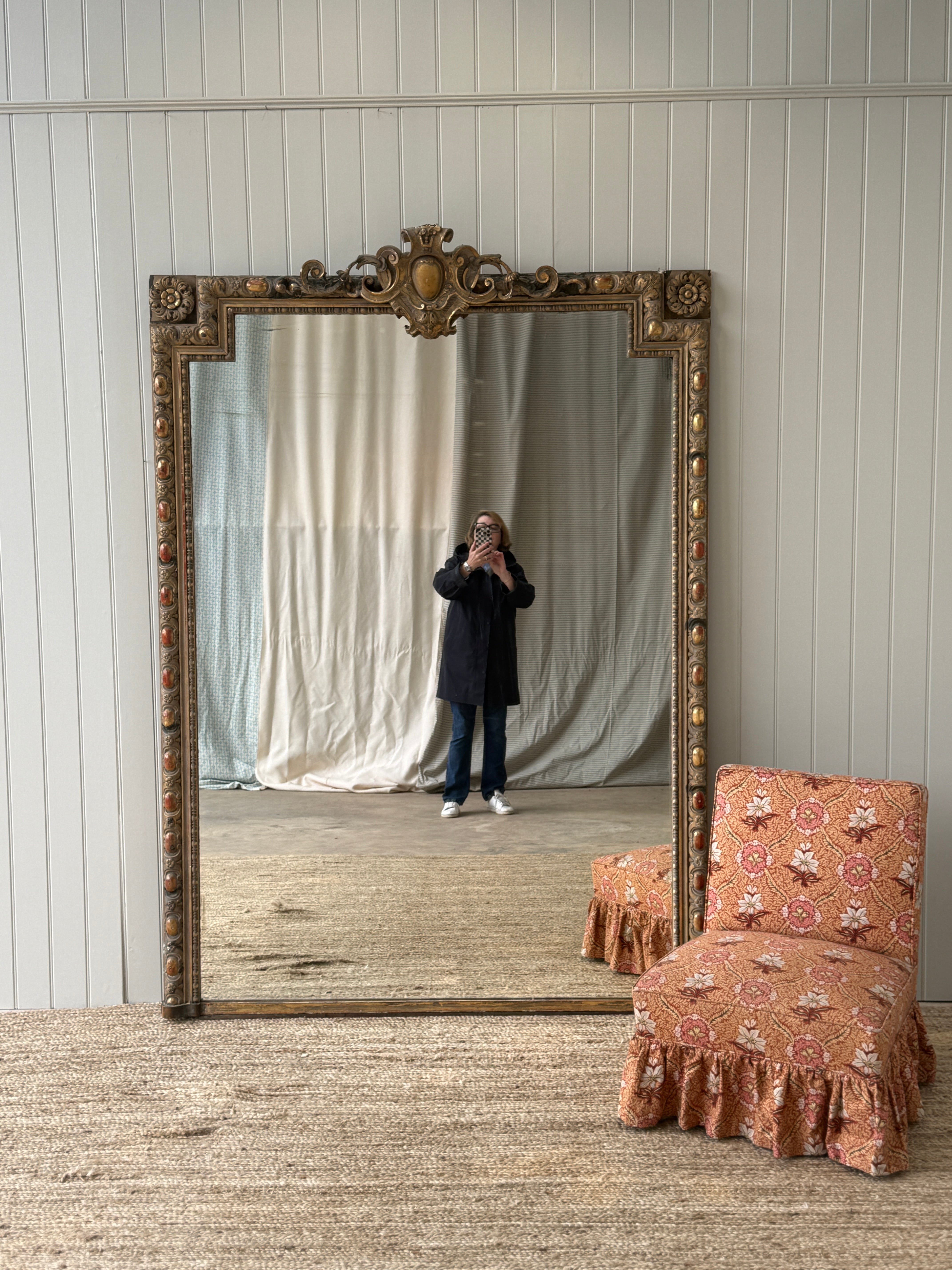 Huge French Gilt Mirror - Faded Grande Dame