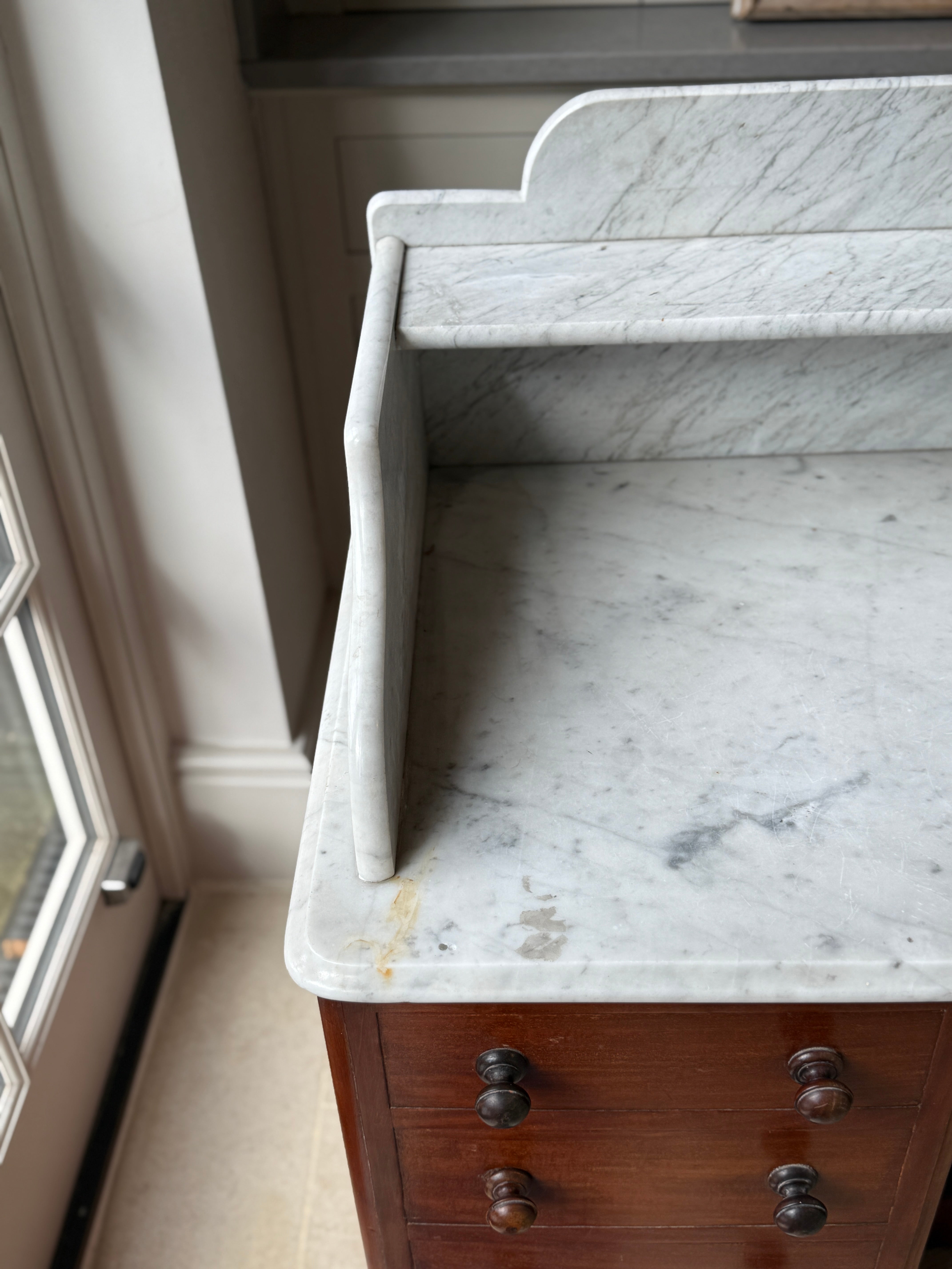 19th Century Washstand with Galleried Marble Top