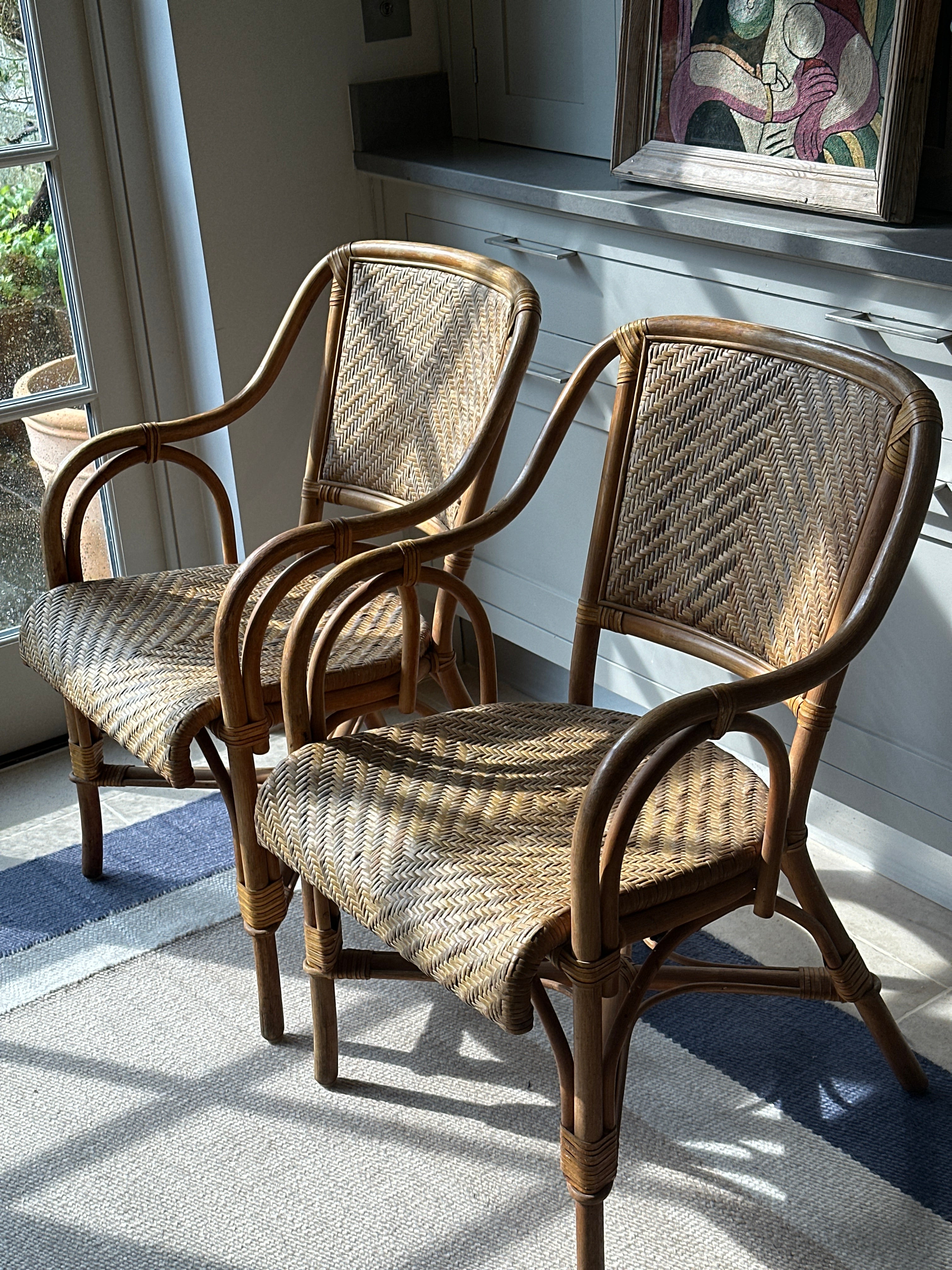 Vintage Pair of Cane and Wicker Chairs