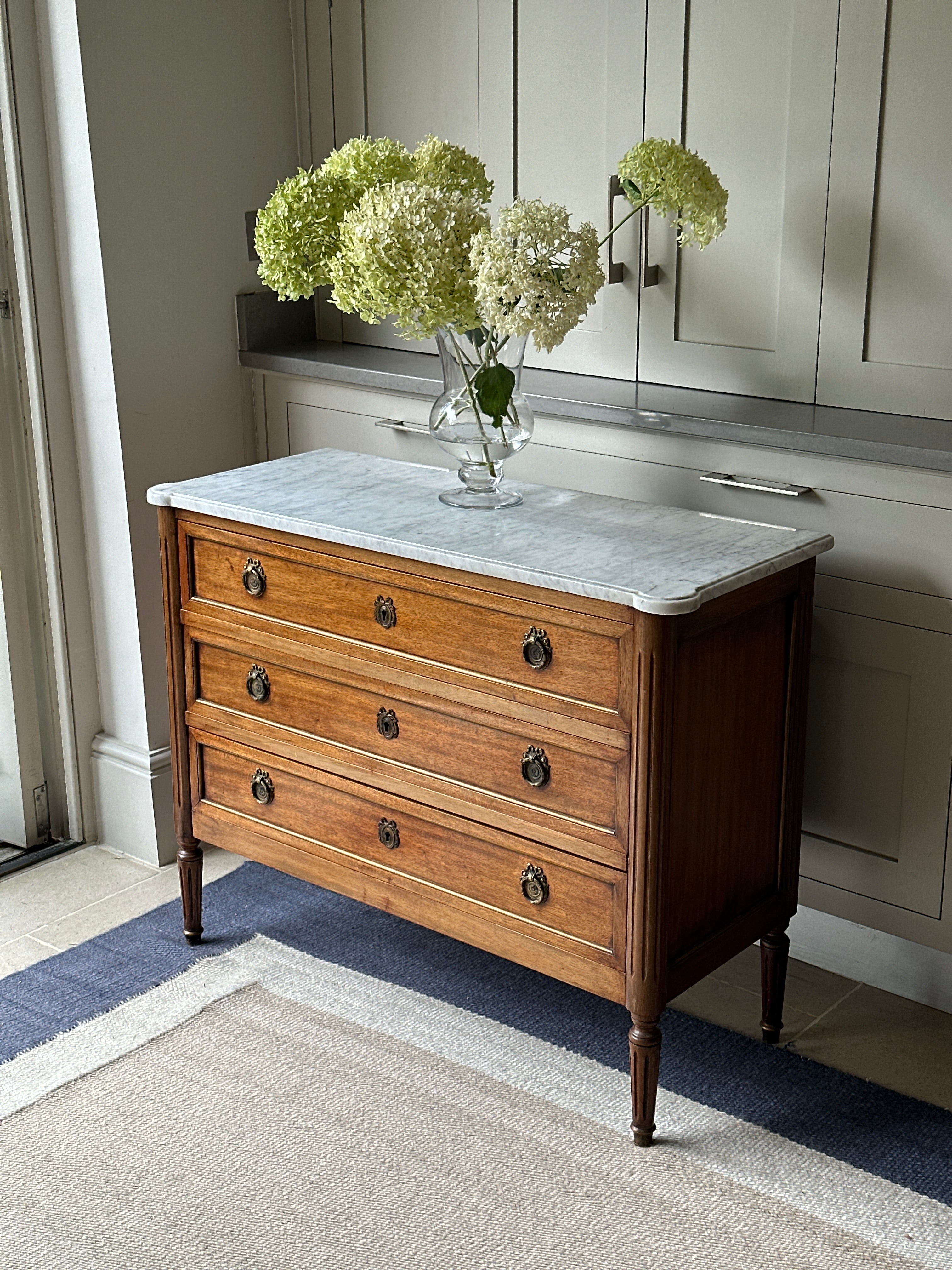 Smart Small French Commode with white marble top