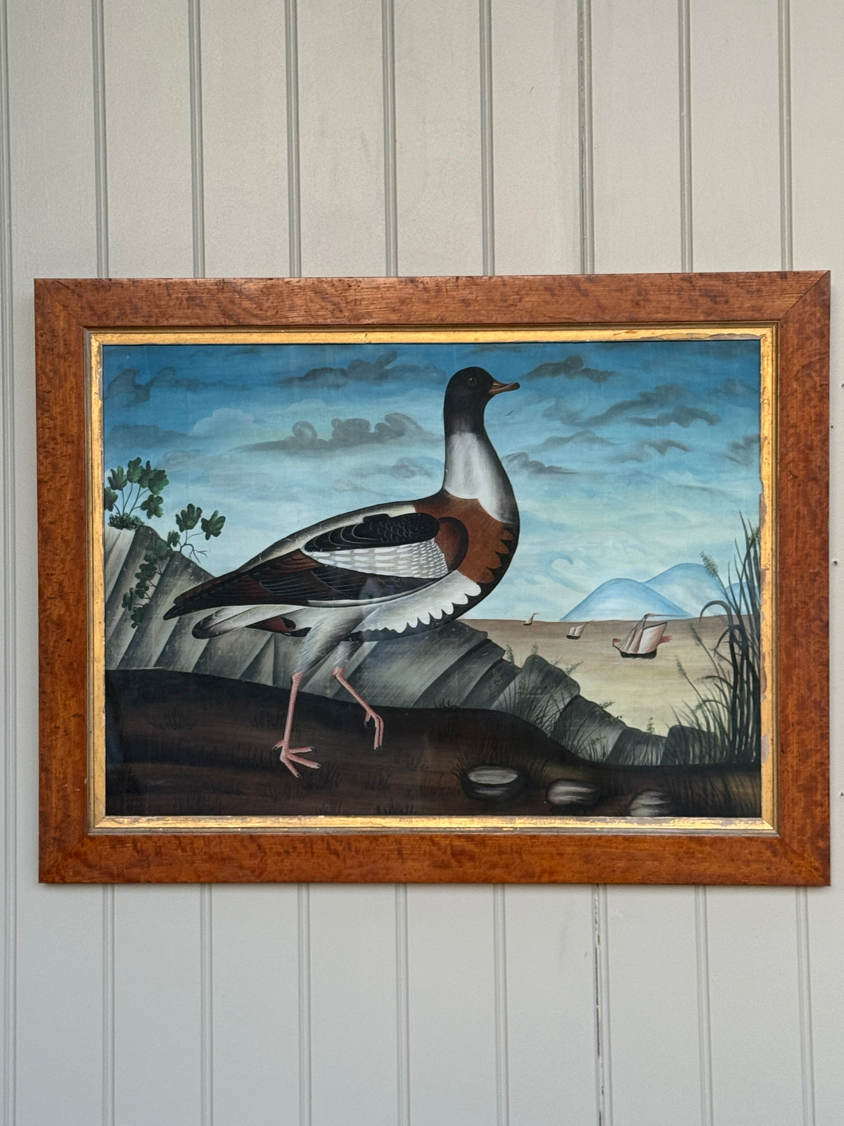 Anglo-Chinese Painting of a Shelduck on Silk, Canton, 19th Century