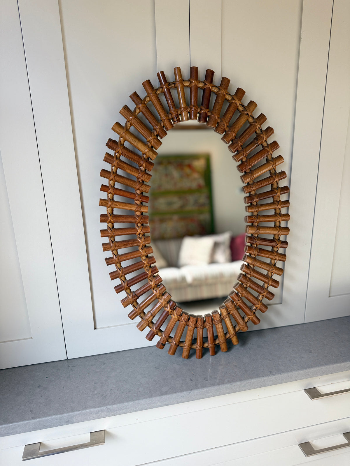Italian Oval Rattan Mirror (69 by 47)