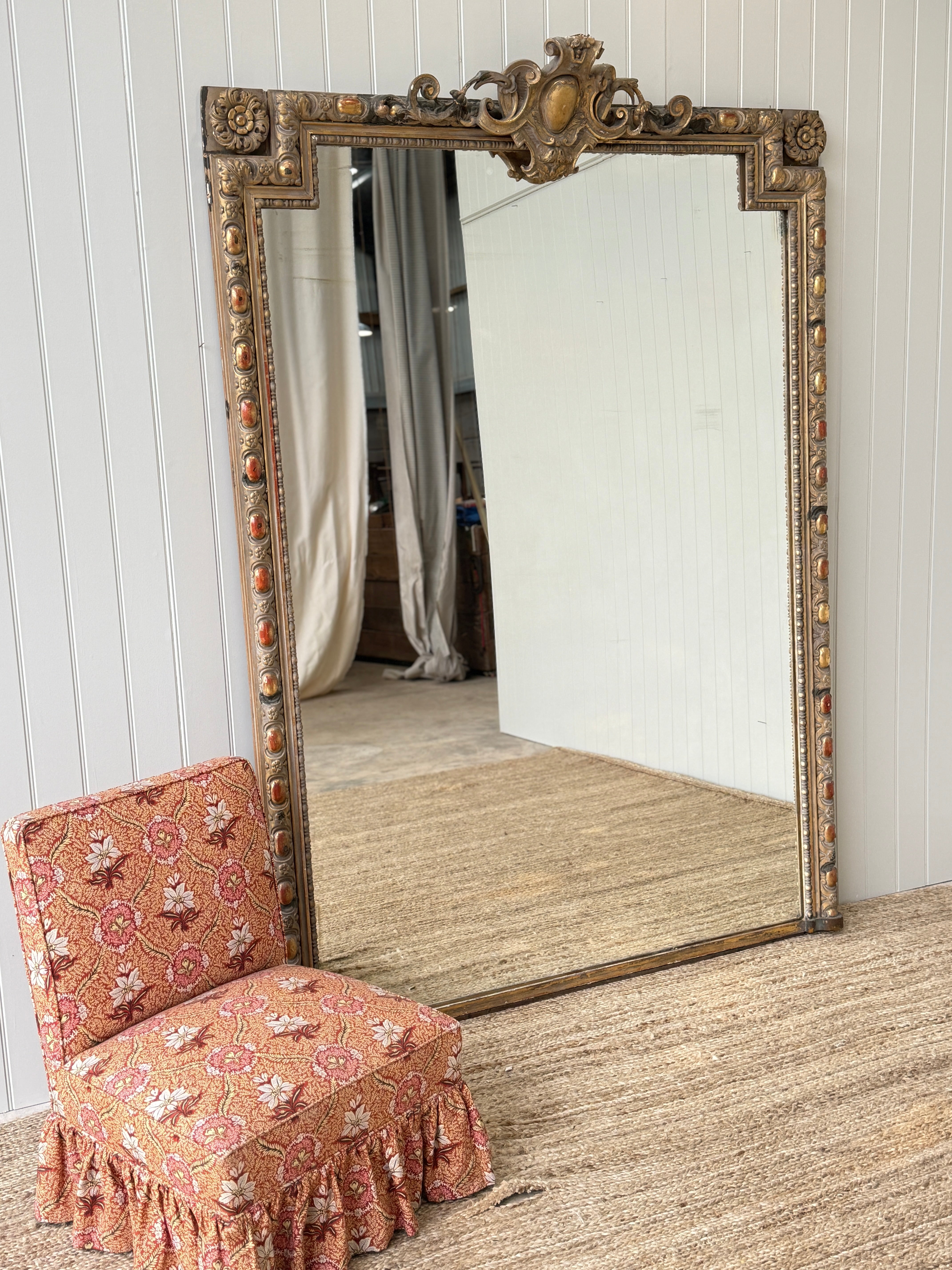 Huge French Gilt Mirror - Faded Grande Dame