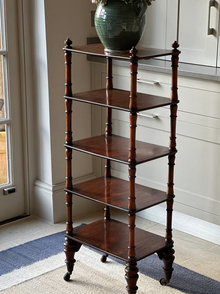 Tall Slim Mahogany Whatnot with 5 Tiers