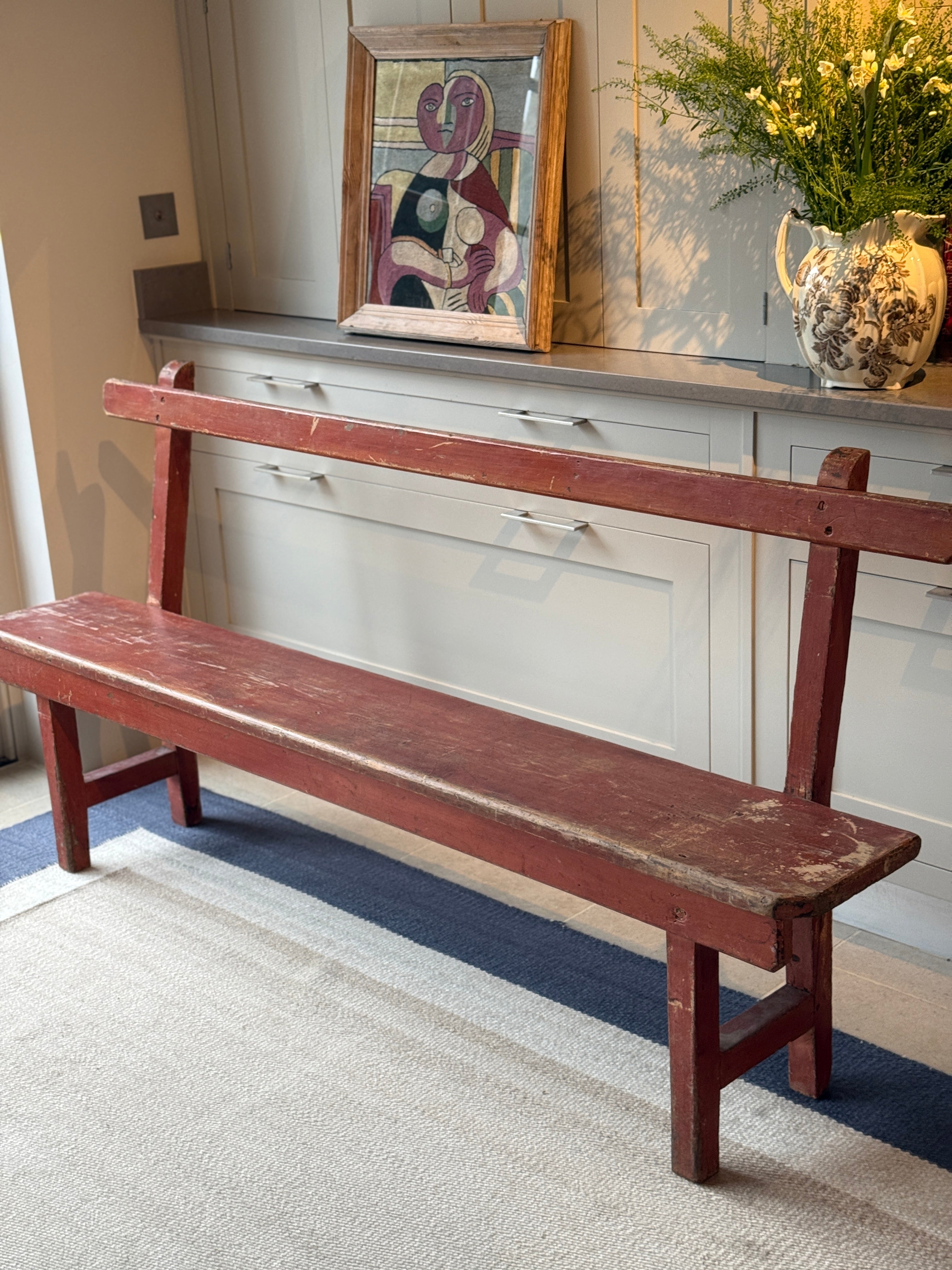 Rustic Painted Pine Bench