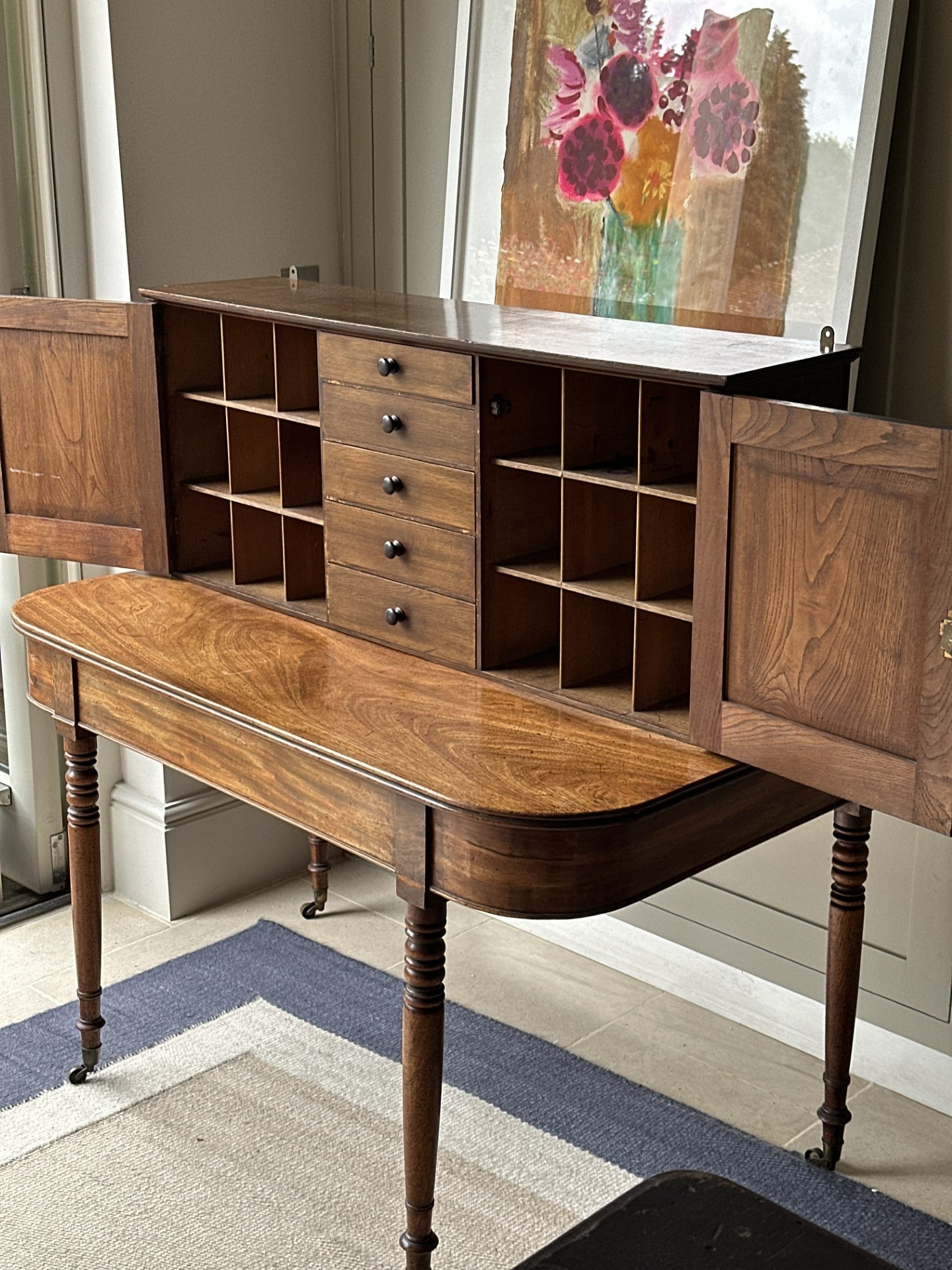 C19 Oak and Ash wall cabinet/pigeon holes