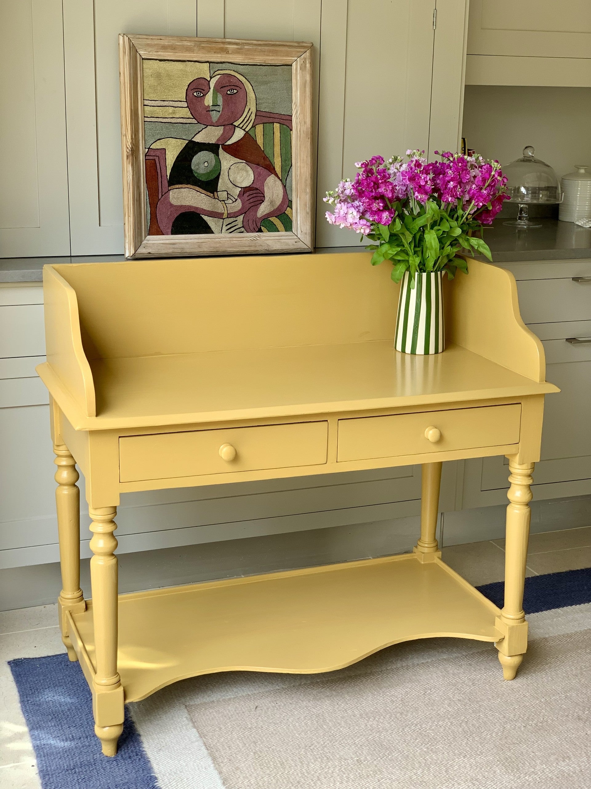 Large Vintage Pine Washstand Painted in FB India Yellow