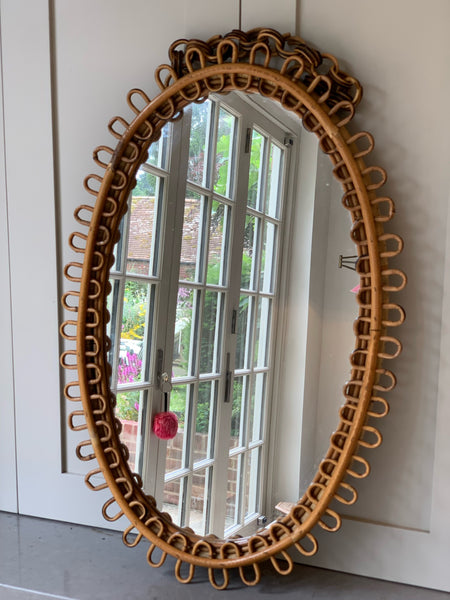 Oval Cane Albini Mirrors from the the 1960's with Hanging Chain