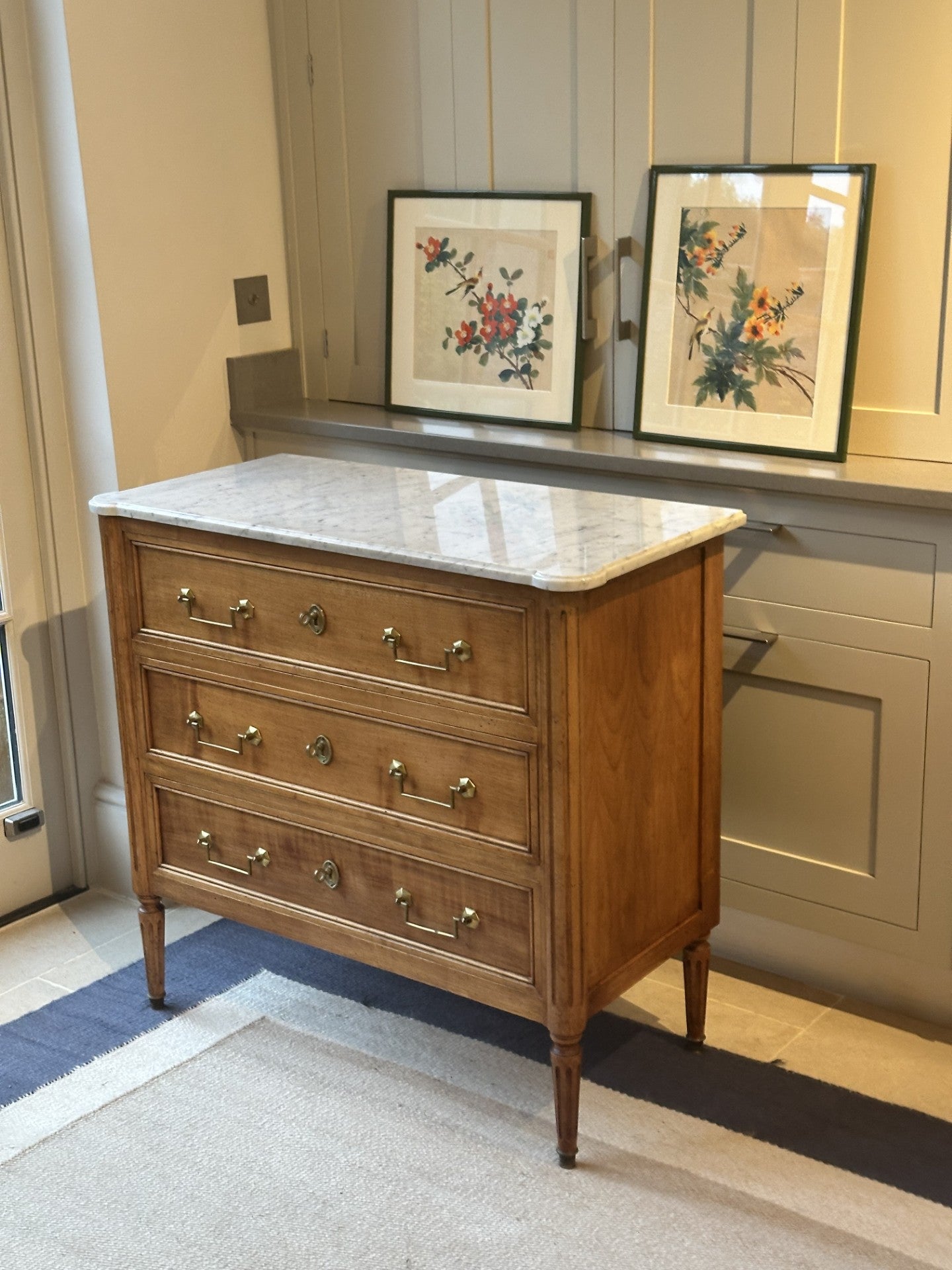 White Marble Topped French Commode