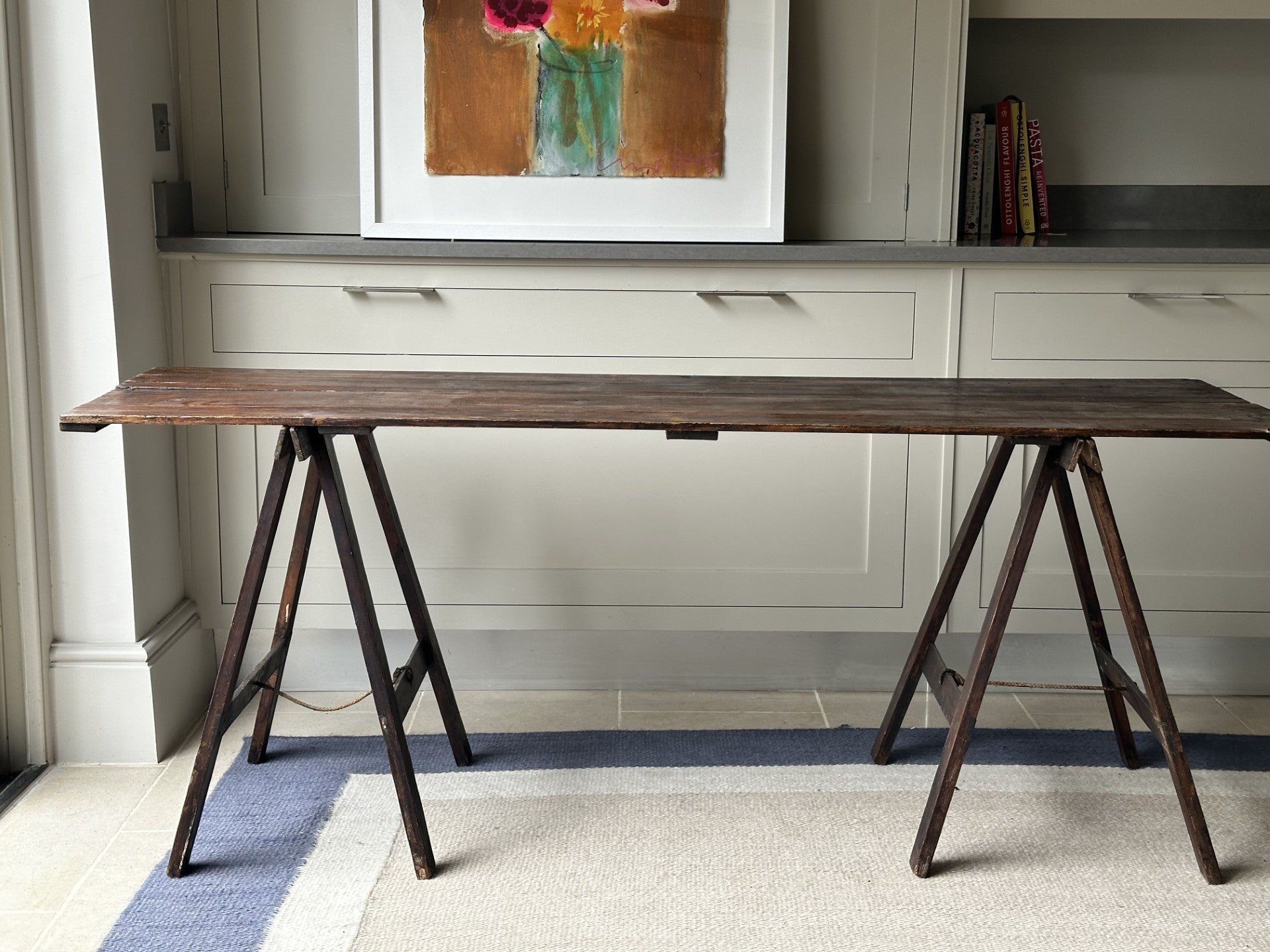 Dark Wood Trestle Table