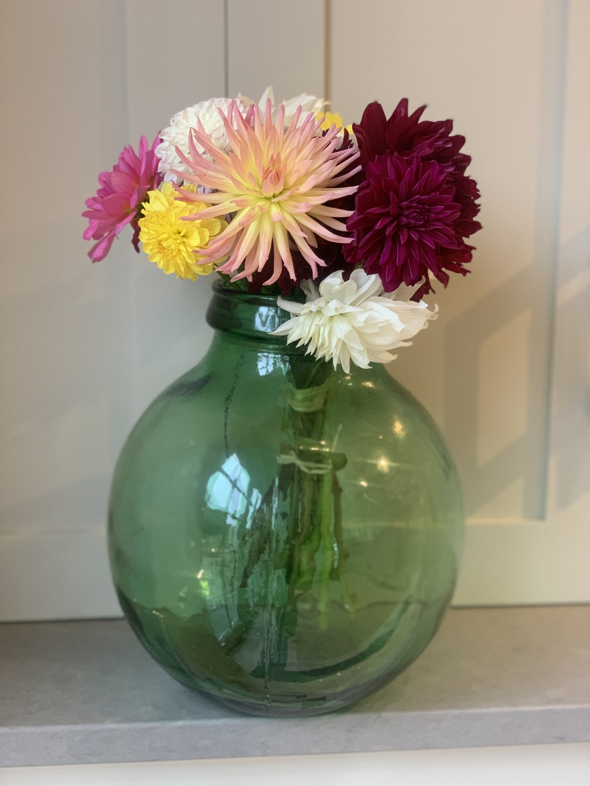 Small Carboy Green Glass Vessel