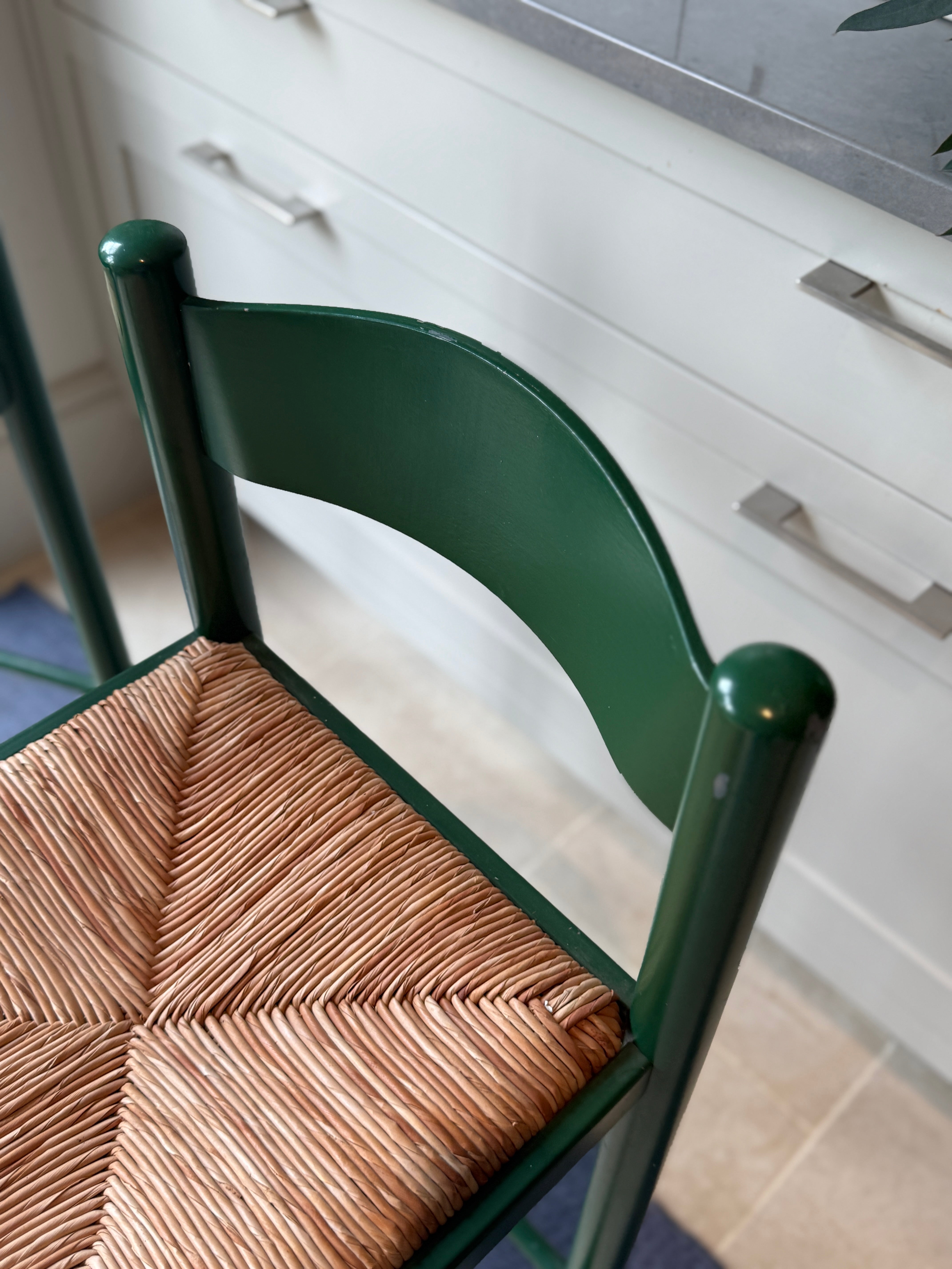 Pair of Green Painted Barstools