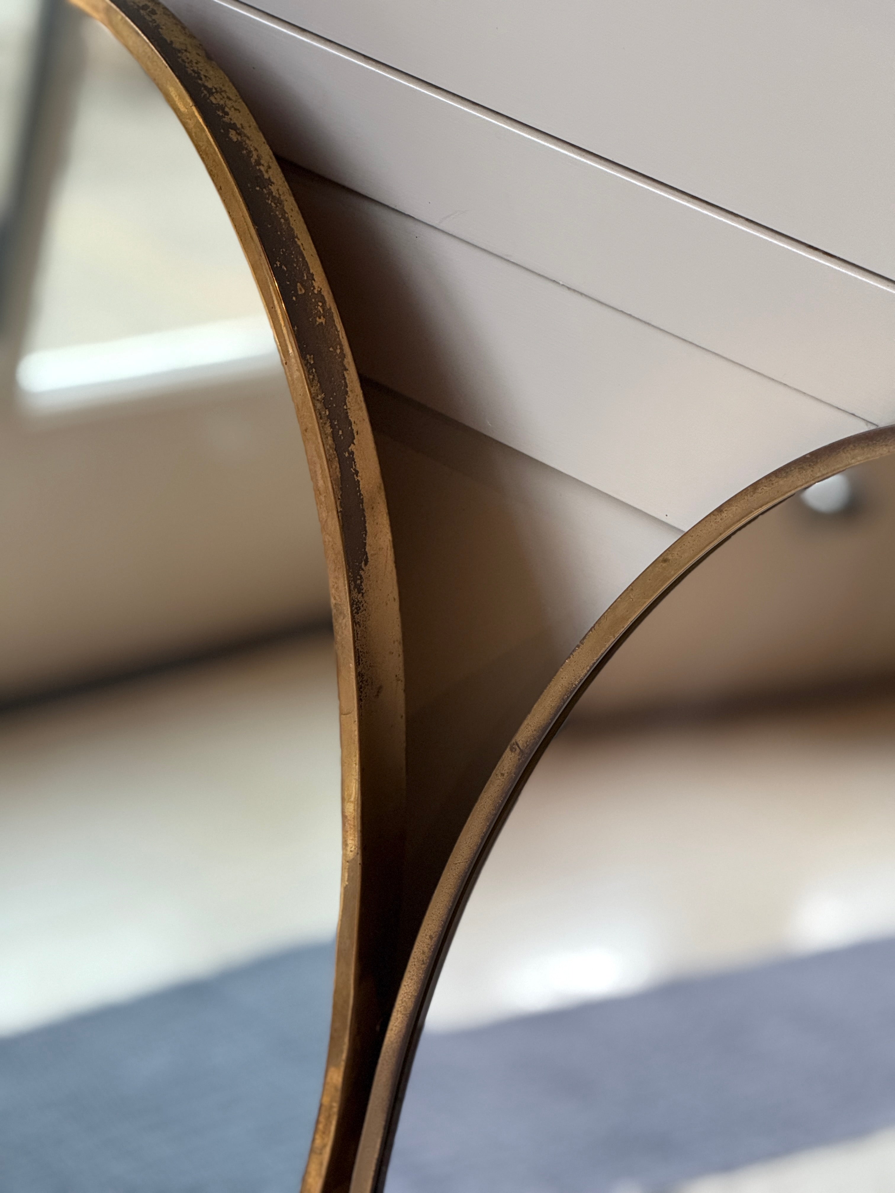 Near Matching Pair of Oval Italian Brass Mirror