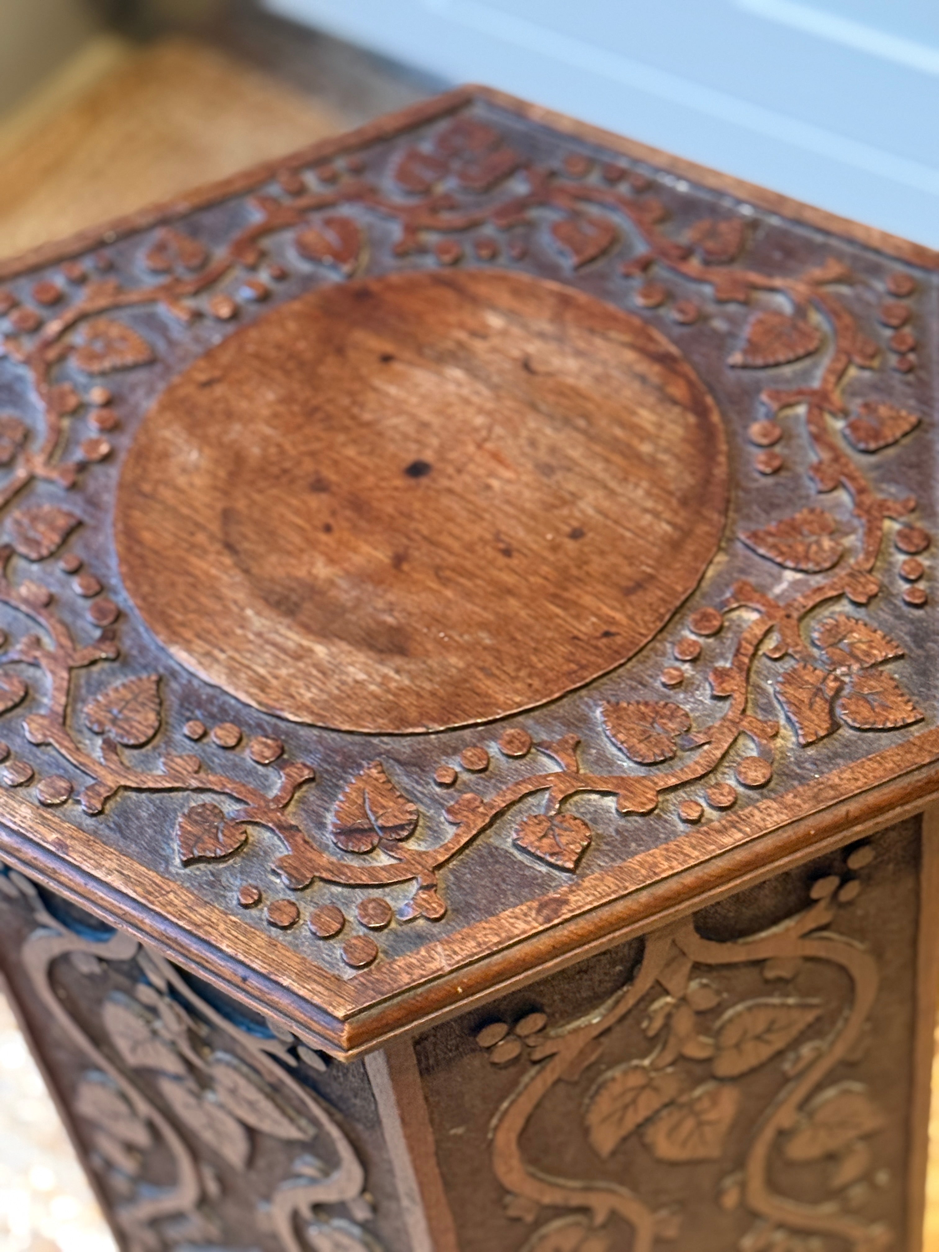 Carved Walnut Mirhab table with internal storage