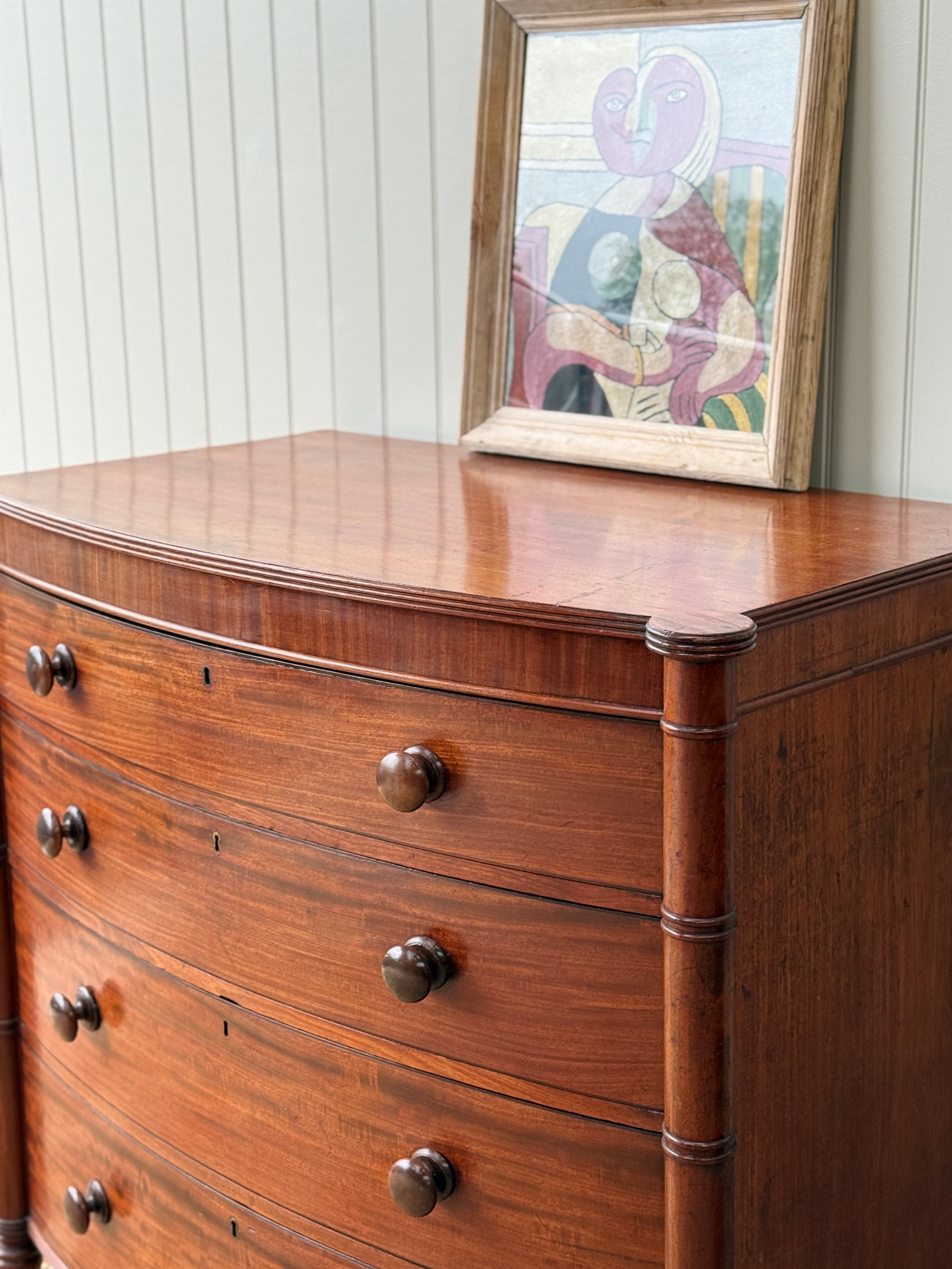 Scottish Mahogany Bow Fronted Chest of Drawers