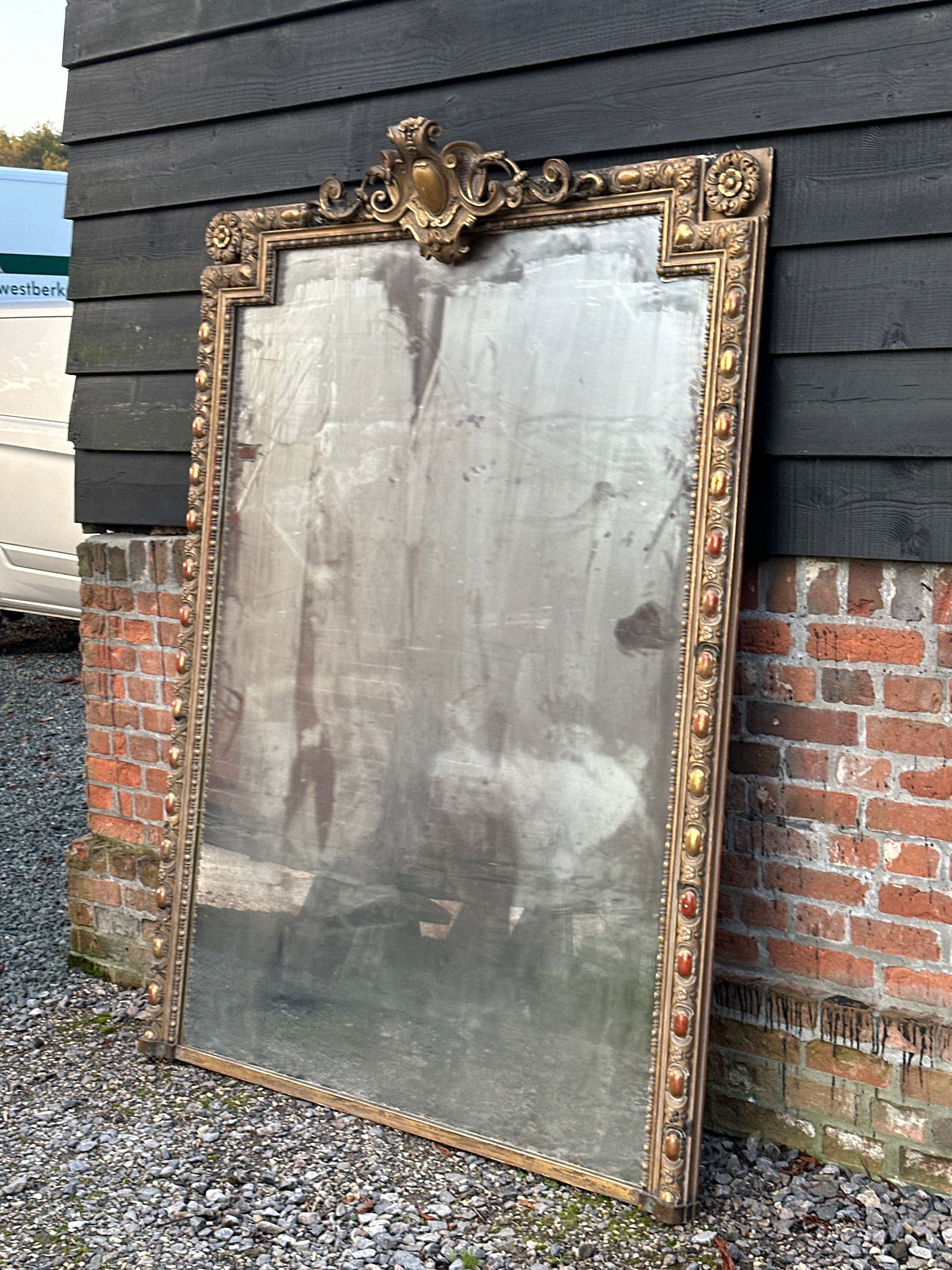 Huge French Gilt Mirror - Faded Grande Dame