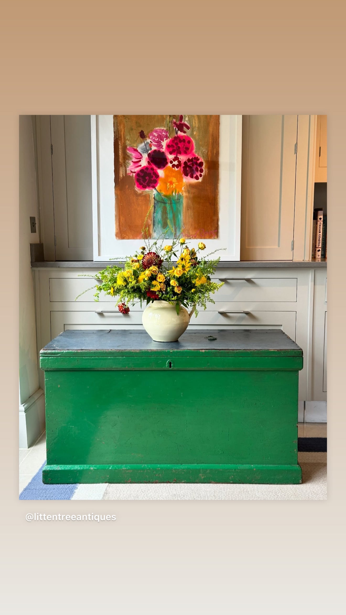 Small French Commode with White Marble Top