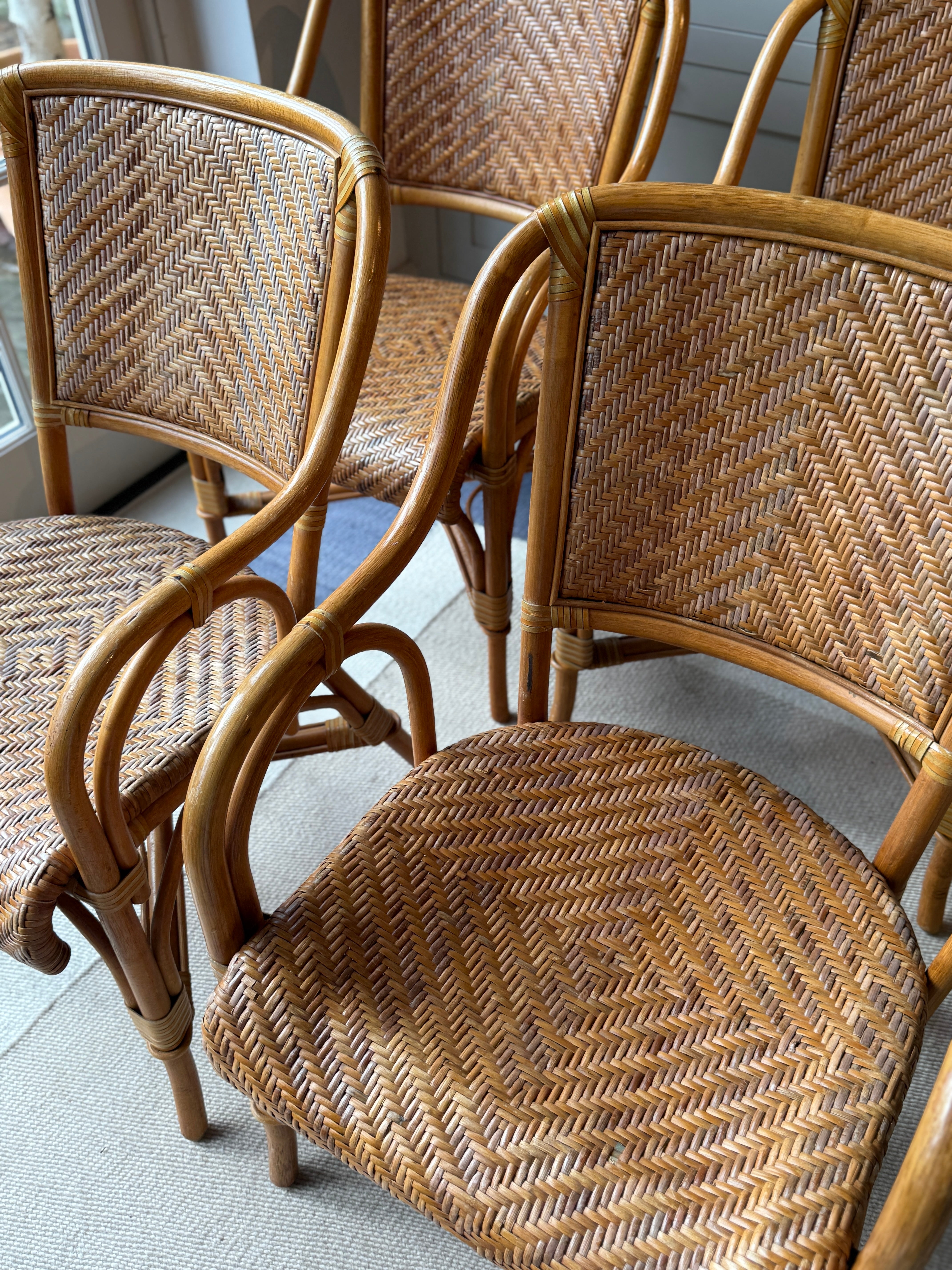 Set of 4 Vintage Cane & Rattan Chairs