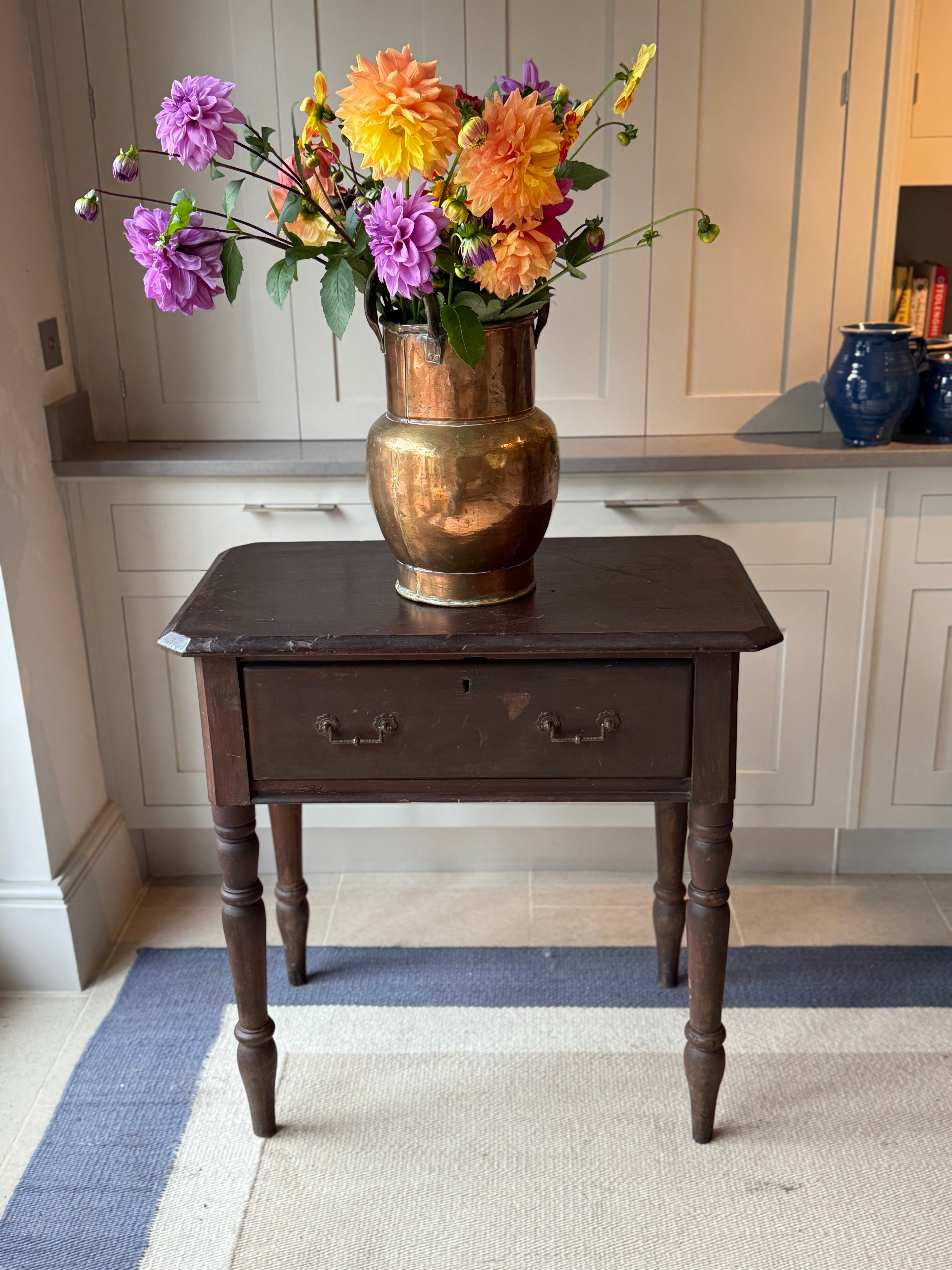 Ebonised Side Table with Large Drawer