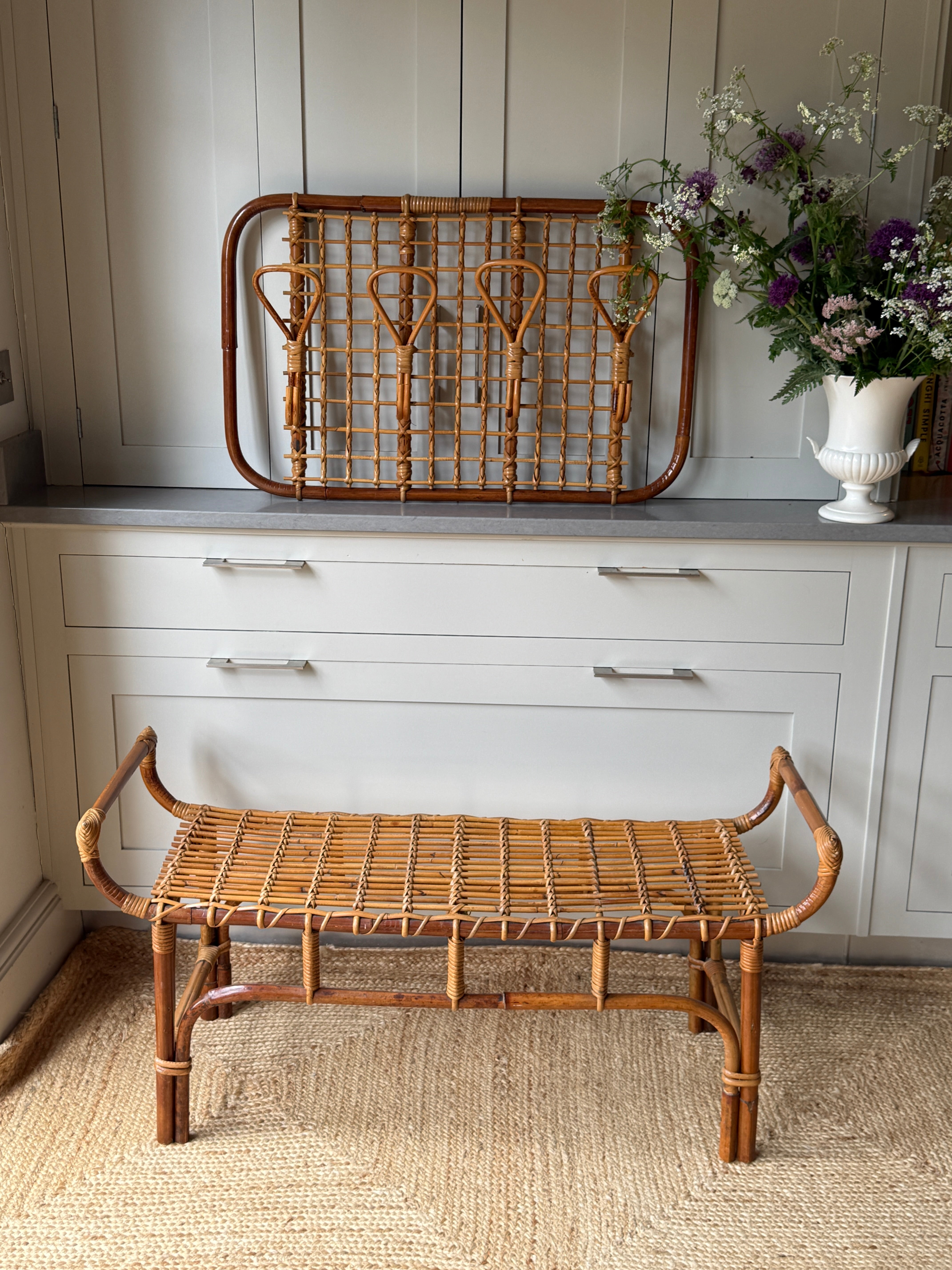 Bonacina Bamboo Bench &  Wall Rack Italy 1960s