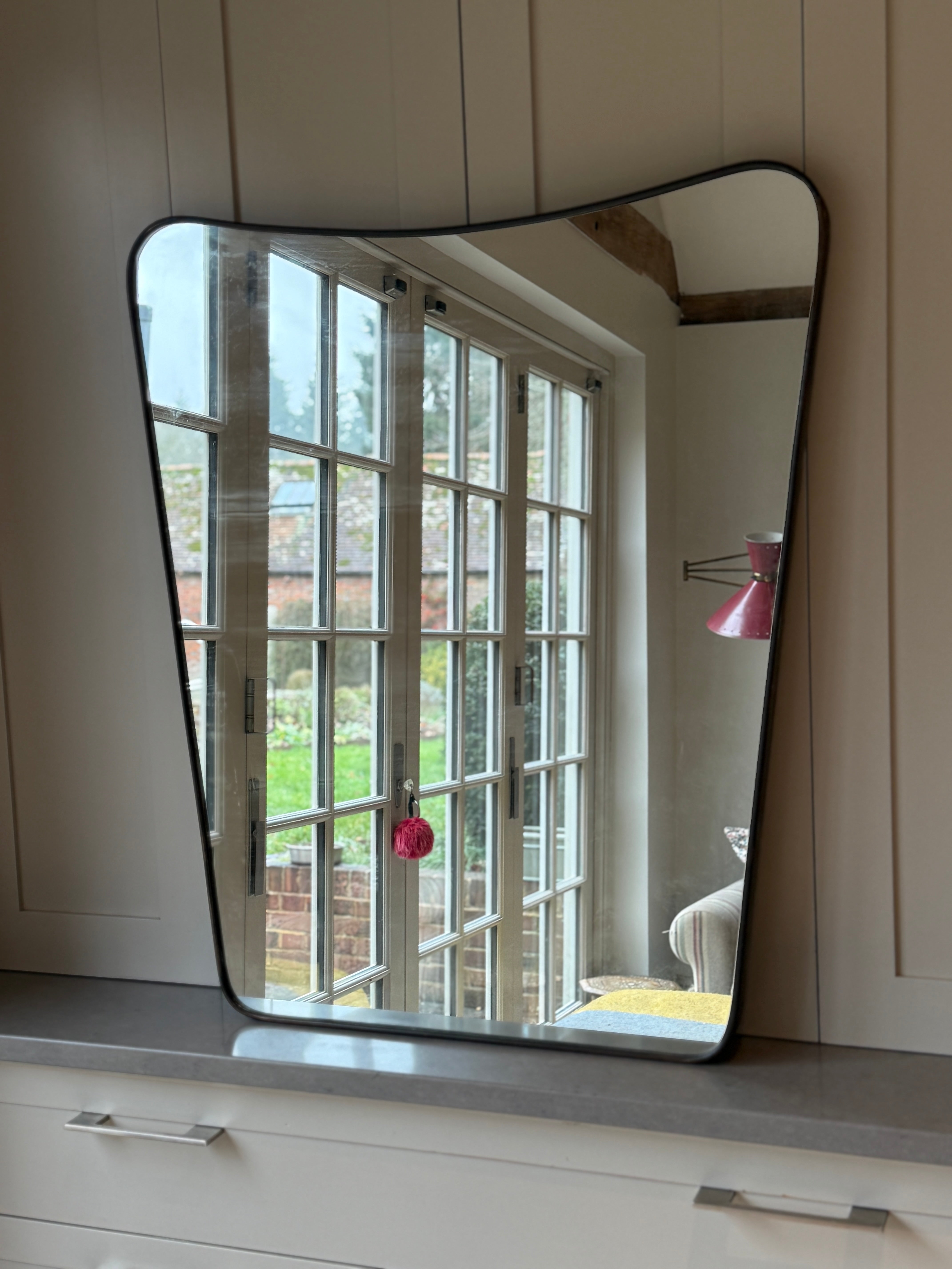 Large Italian Brass Shield Mirror