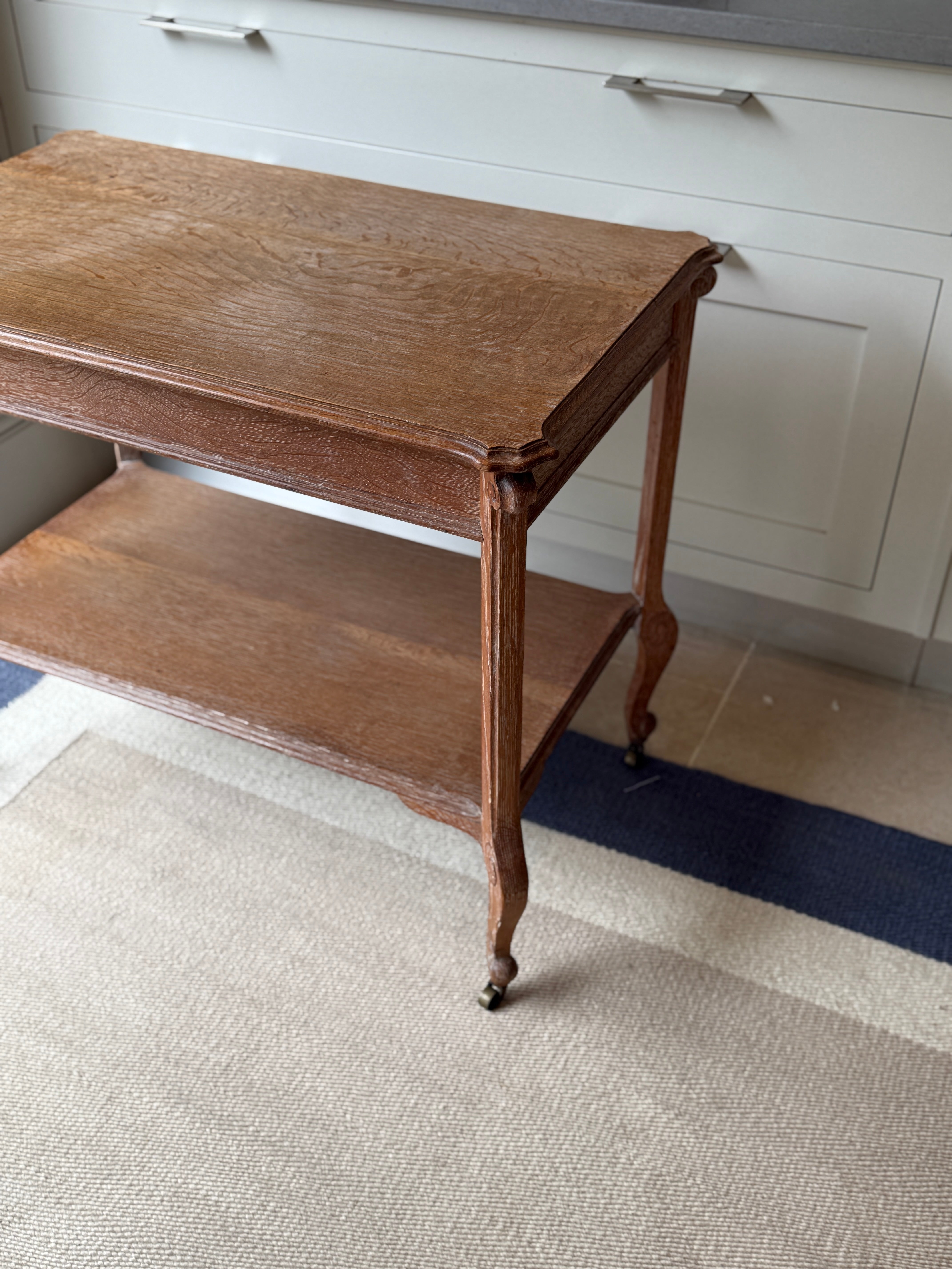 Lime Oak Etagere Table on Castors
