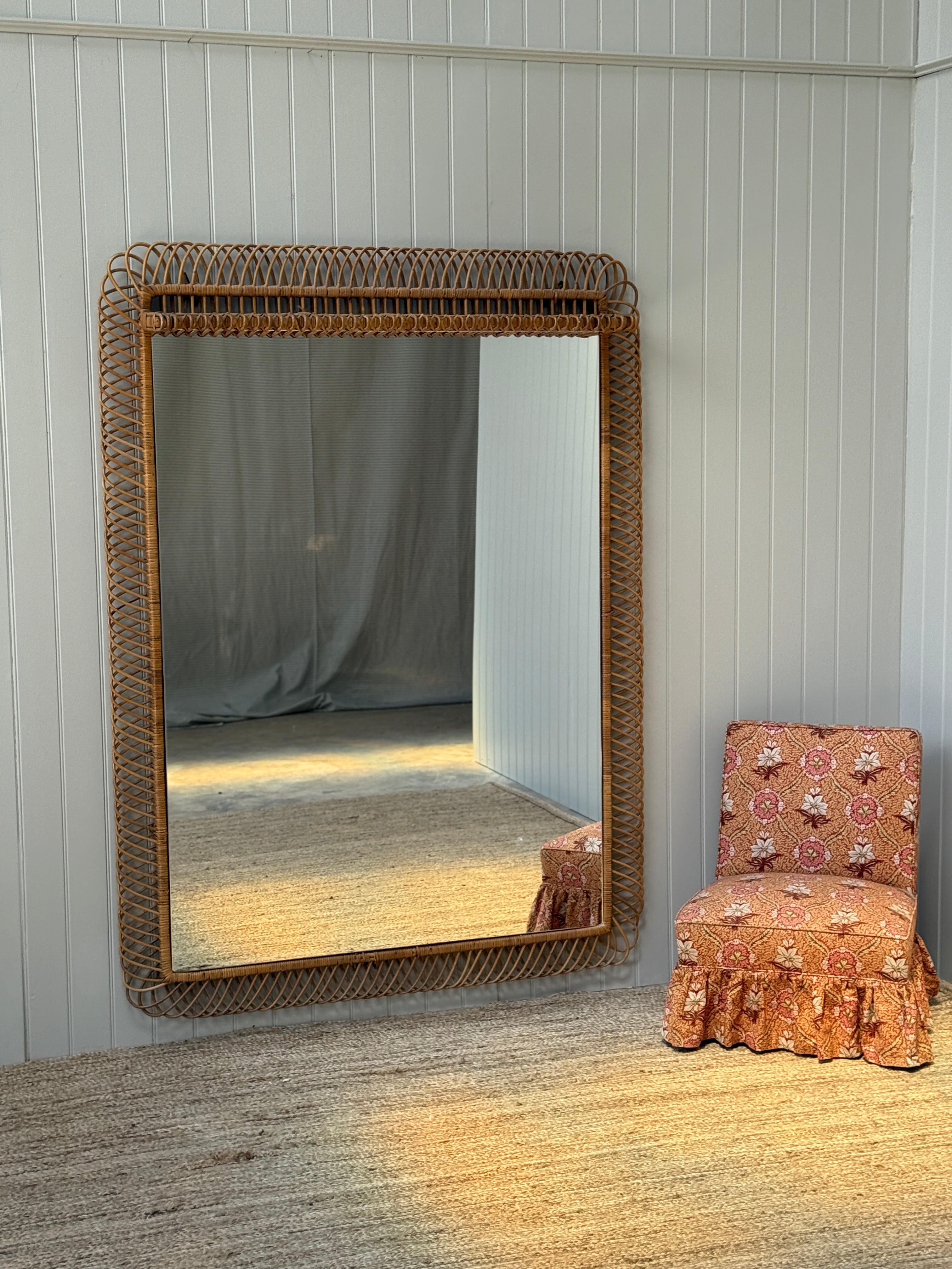 Huge Vintage Italian Cane Mirror