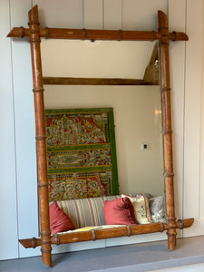 Extra Large French Oak Faux Bamboo Mirror