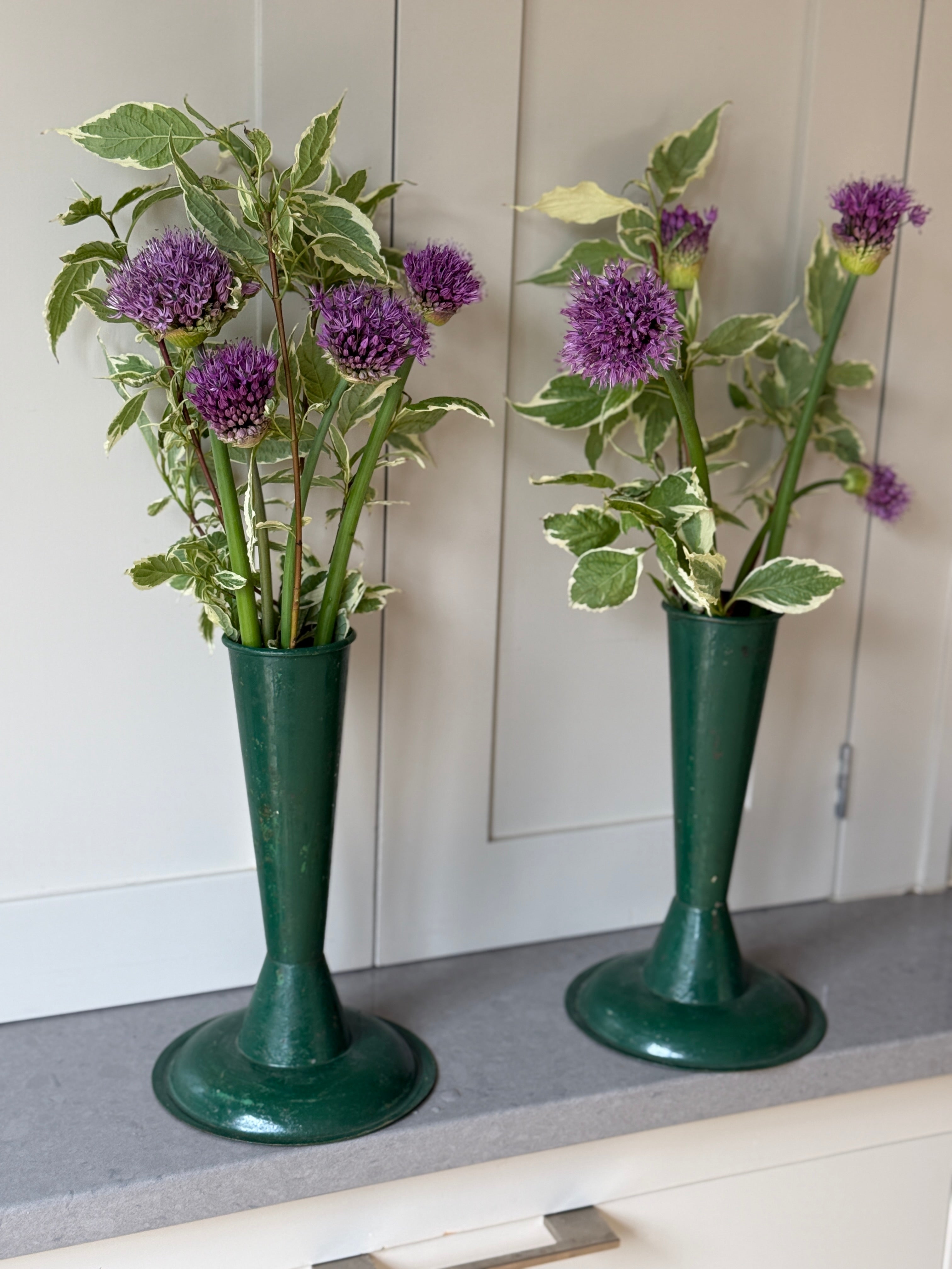 Pair of Green Vintage Floristry Vase