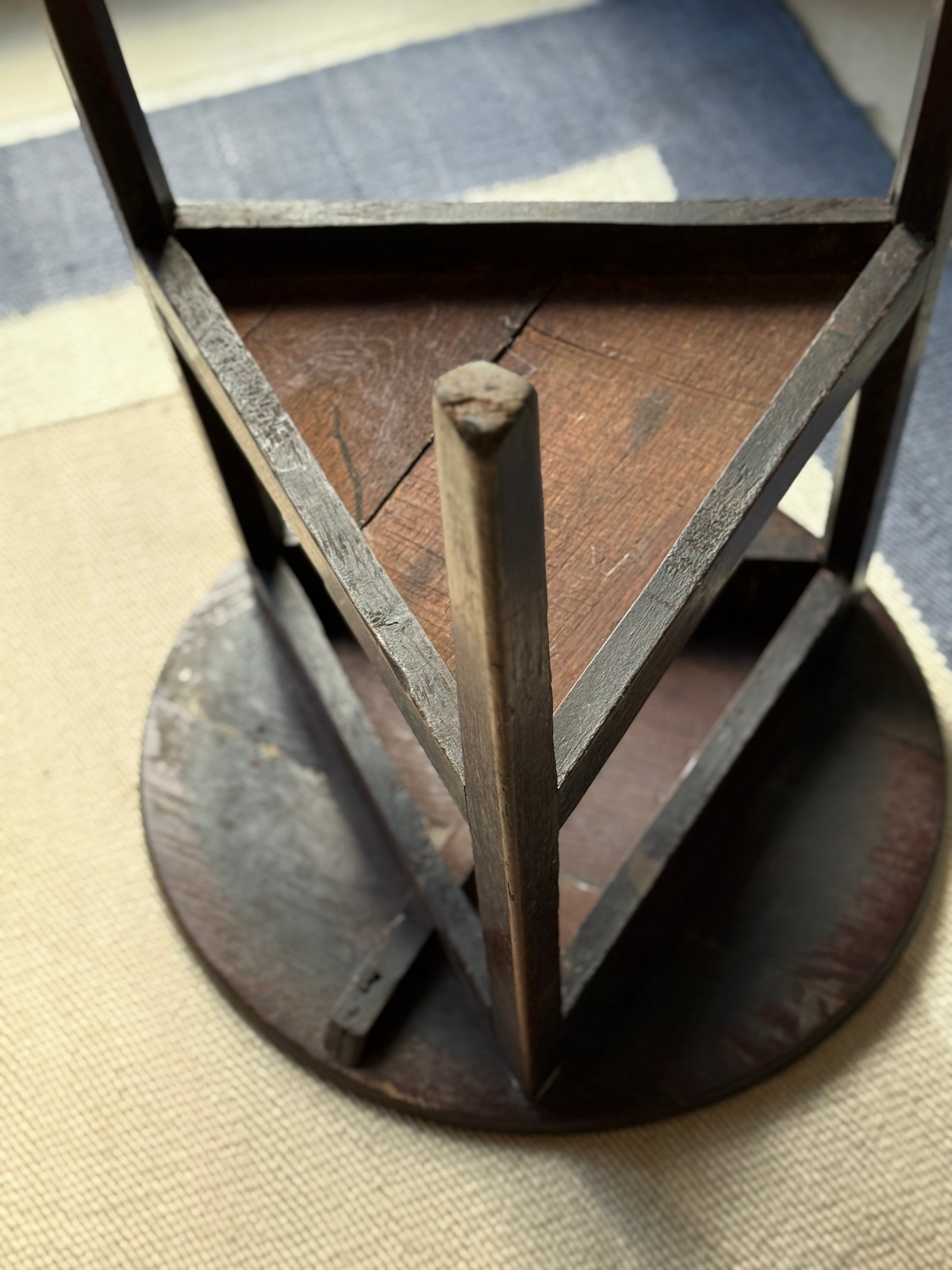 18th Century Oak Cricket Table with Shelf