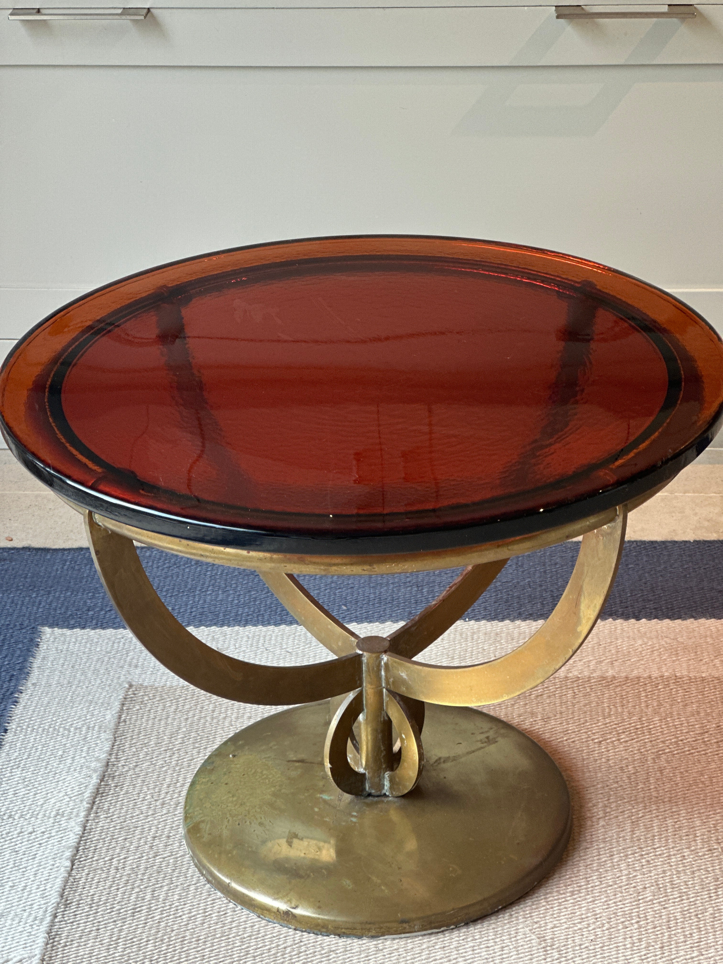 Amazing 50s Italian Glass and Brass Table