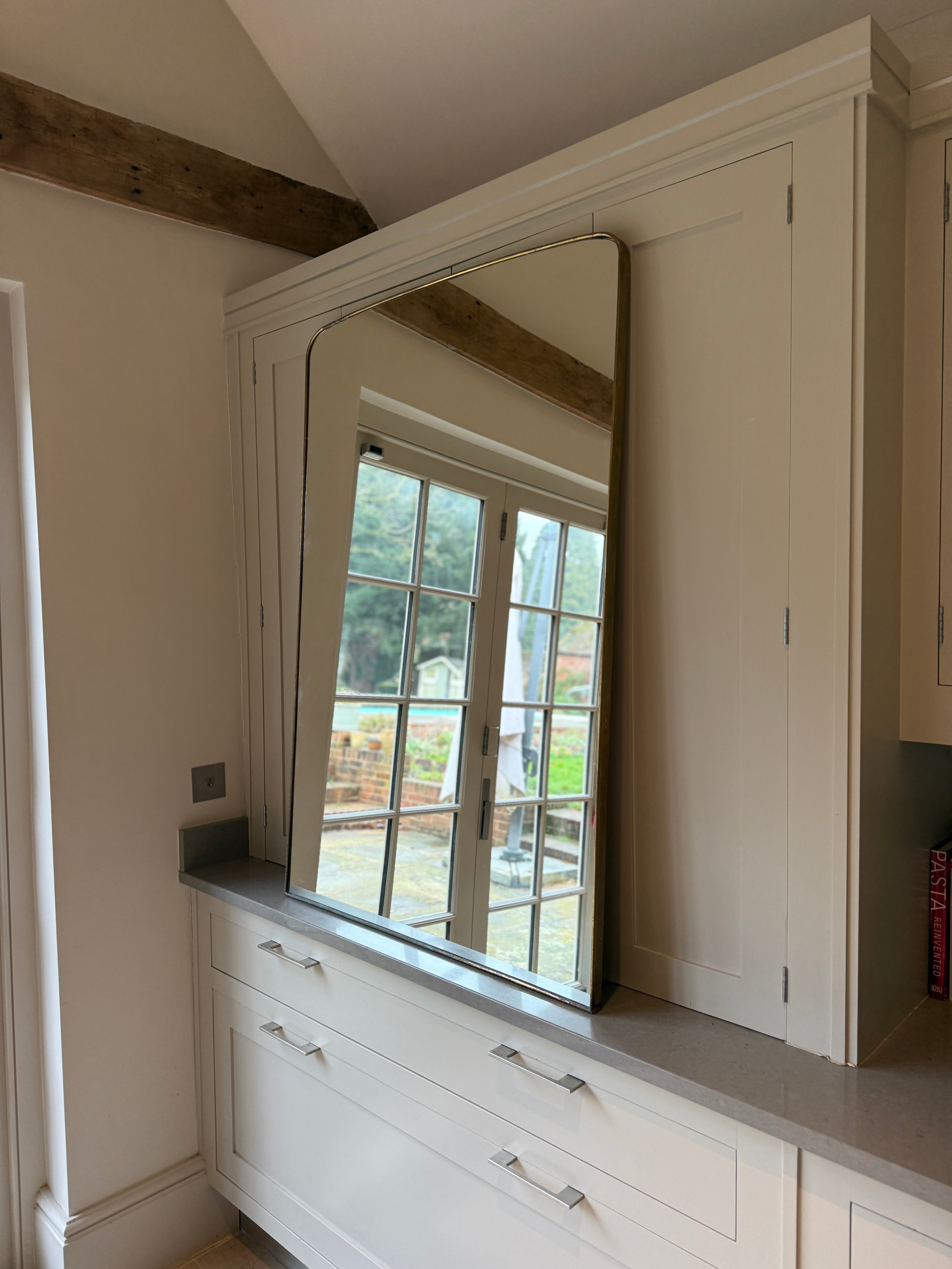 Large Italian Brass Shield Mirror